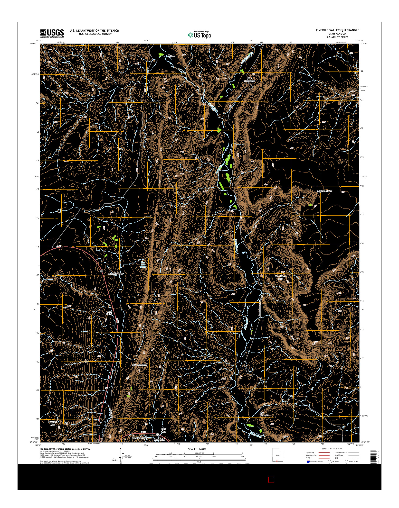 USGS US TOPO 7.5-MINUTE MAP FOR FIVEMILE VALLEY, UT 2014
