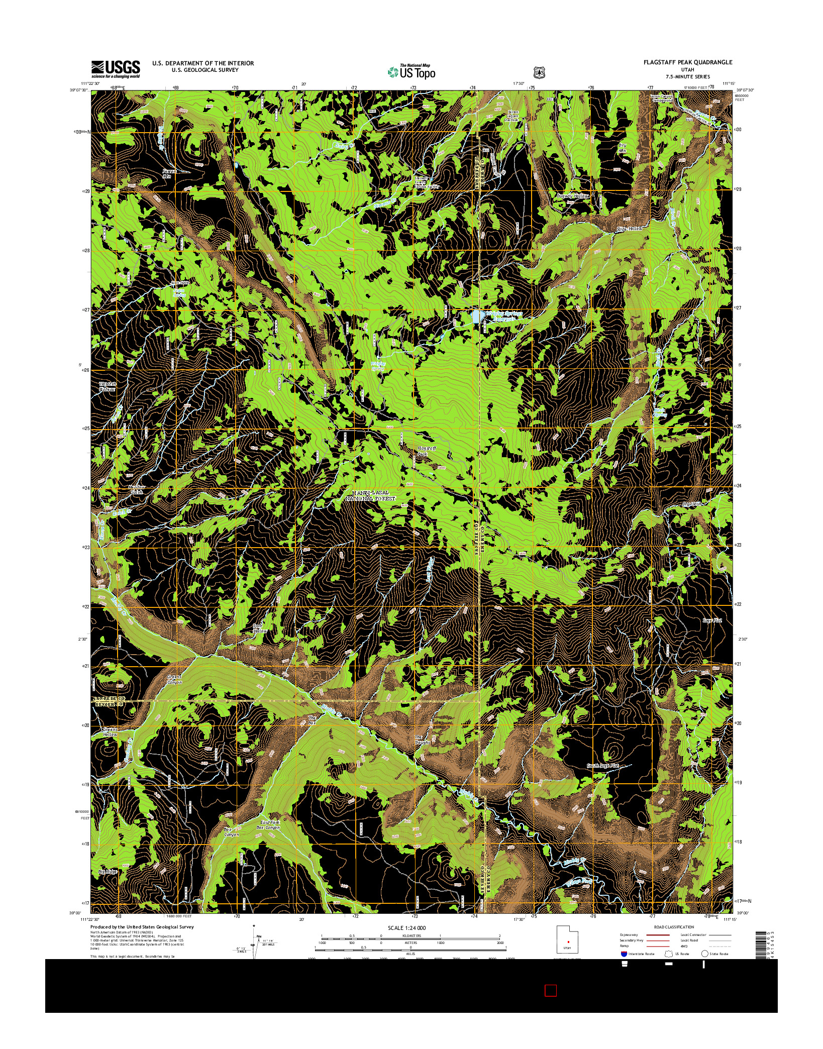 USGS US TOPO 7.5-MINUTE MAP FOR FLAGSTAFF PEAK, UT 2014