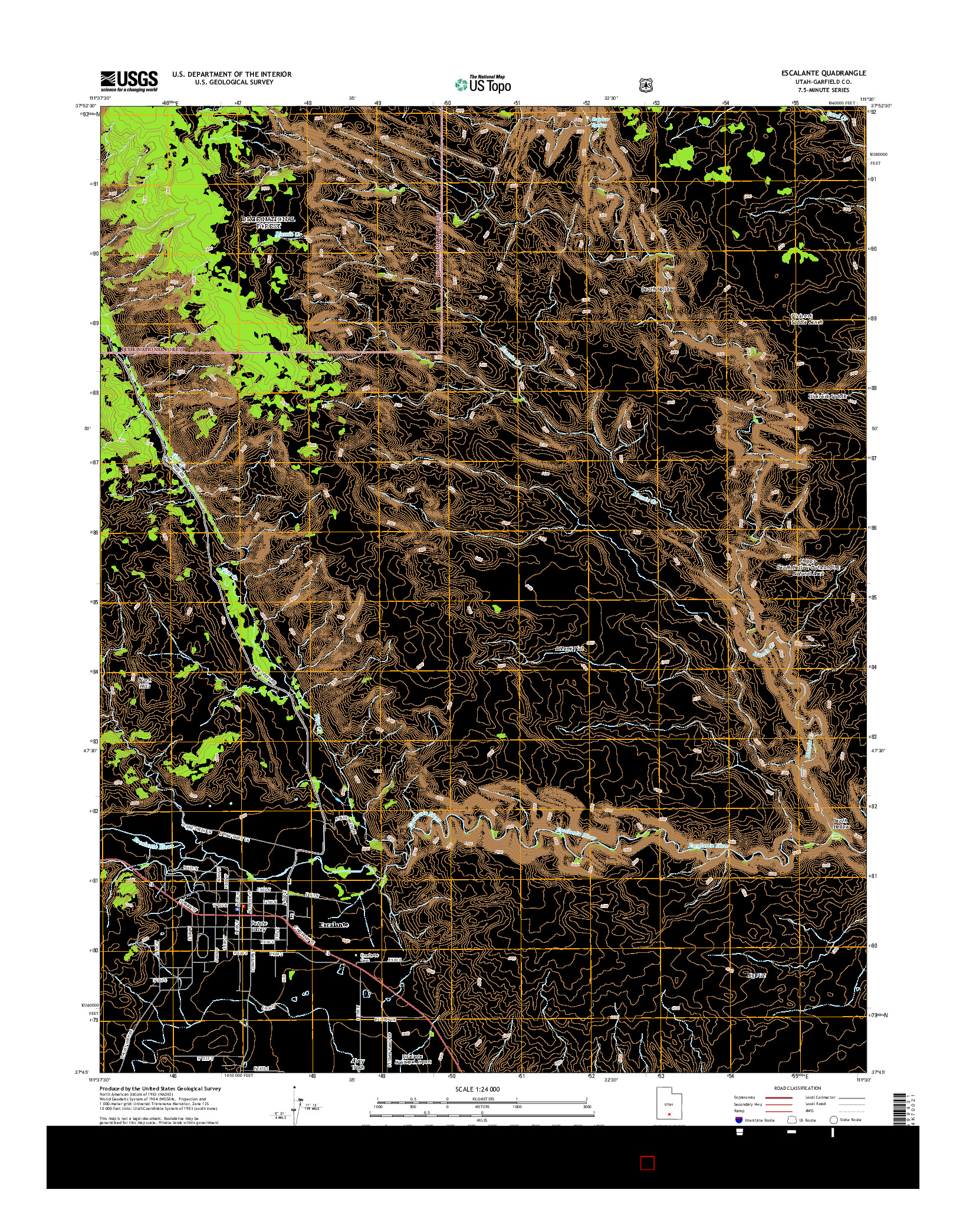 USGS US TOPO 7.5-MINUTE MAP FOR ESCALANTE, UT 2014