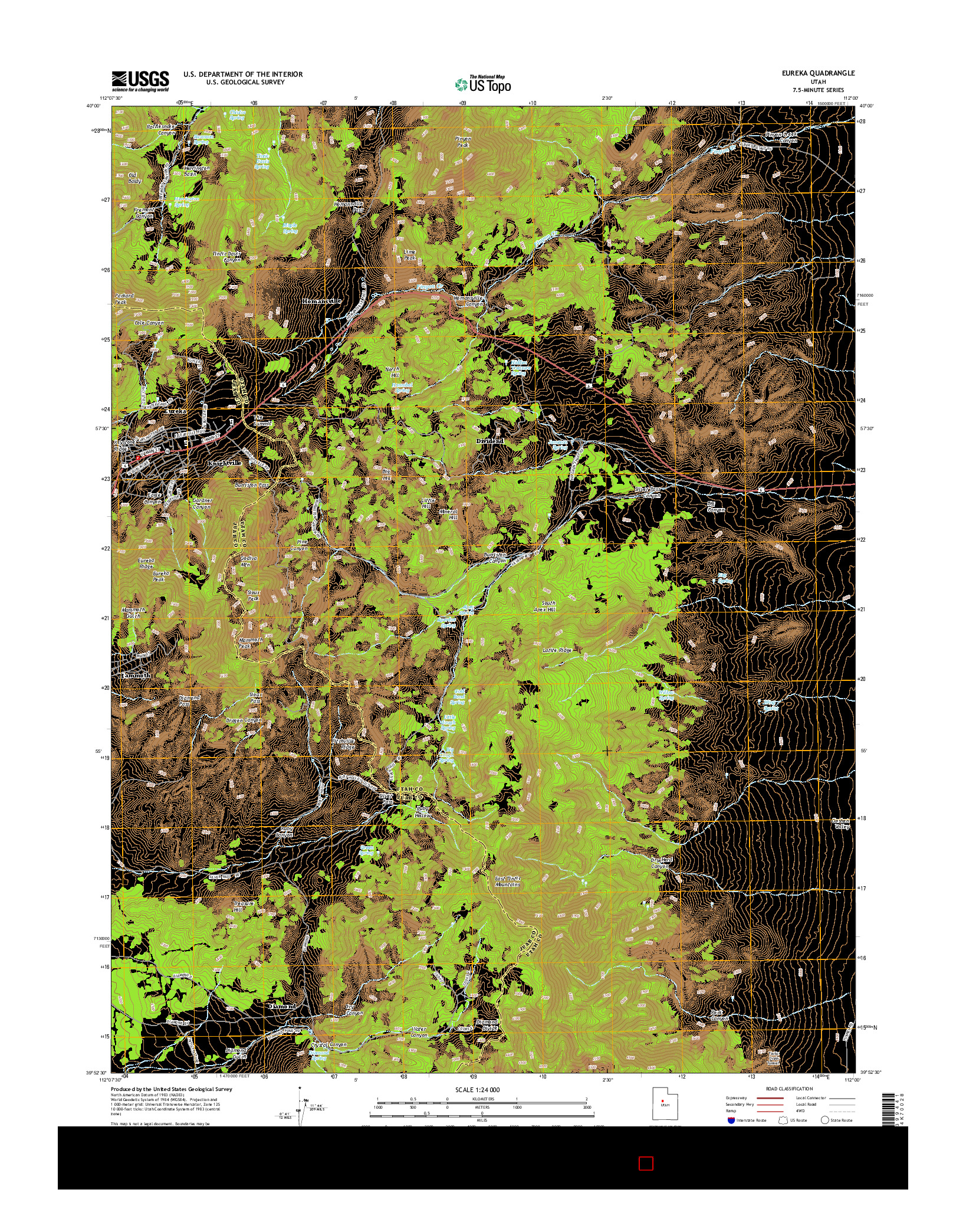 USGS US TOPO 7.5-MINUTE MAP FOR EUREKA, UT 2014