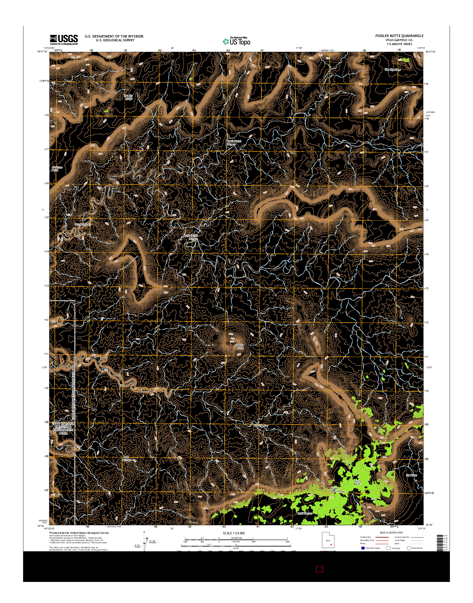 USGS US TOPO 7.5-MINUTE MAP FOR FIDDLER BUTTE, UT 2014
