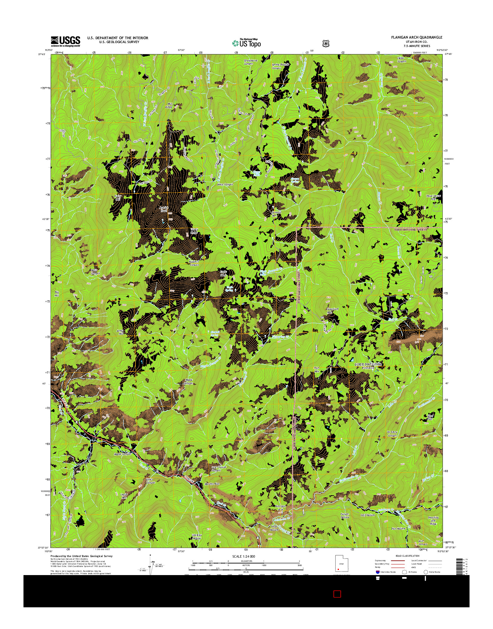 USGS US TOPO 7.5-MINUTE MAP FOR FLANIGAN ARCH, UT 2014