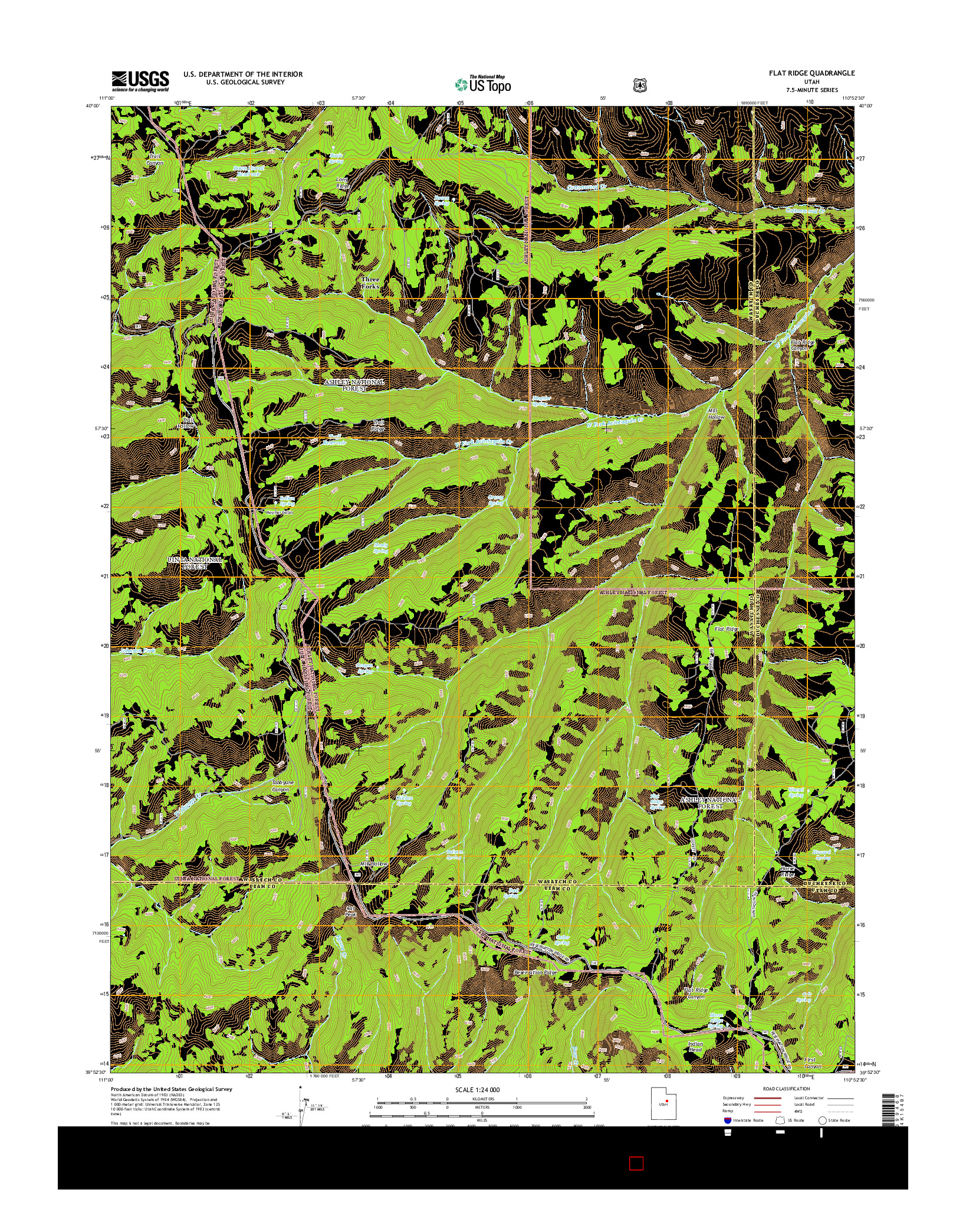 USGS US TOPO 7.5-MINUTE MAP FOR FLAT RIDGE, UT 2014