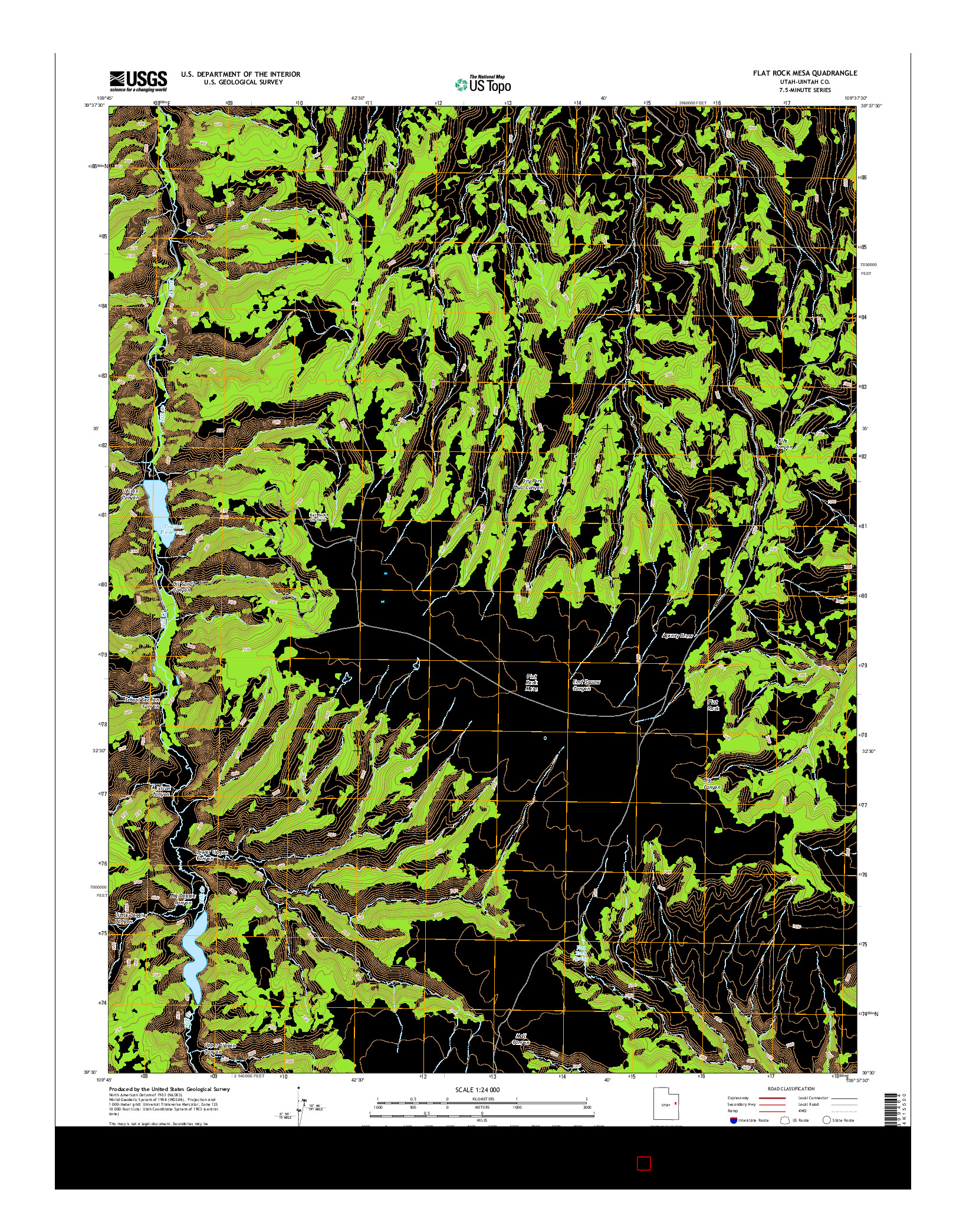 USGS US TOPO 7.5-MINUTE MAP FOR FLAT ROCK MESA, UT 2014