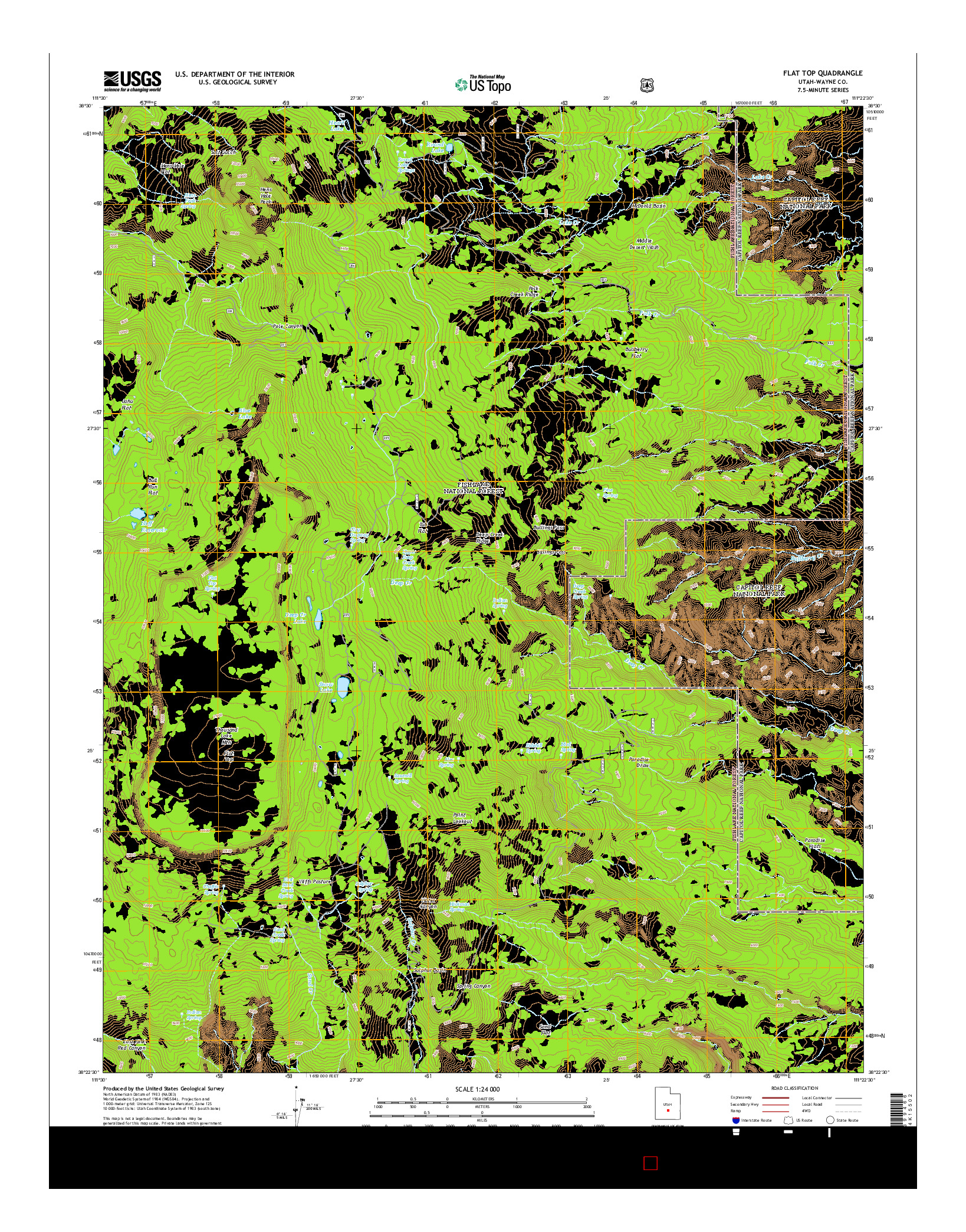 USGS US TOPO 7.5-MINUTE MAP FOR FLAT TOP, UT 2014