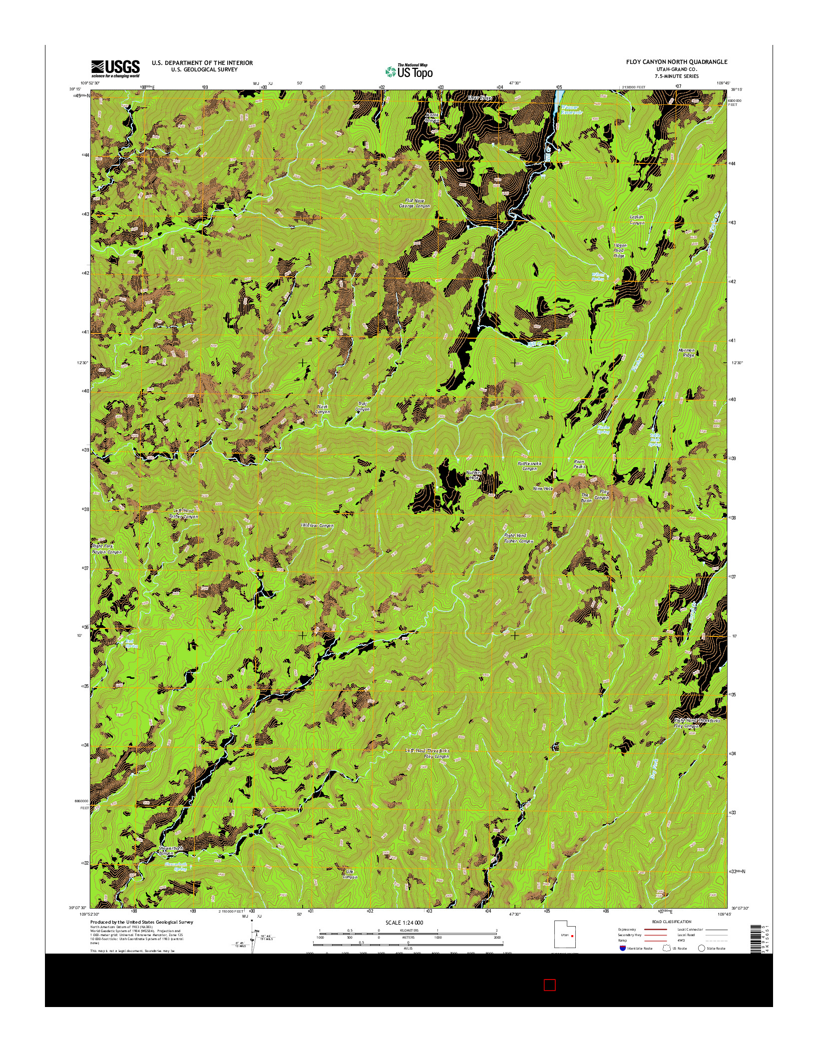 USGS US TOPO 7.5-MINUTE MAP FOR FLOY CANYON NORTH, UT 2014