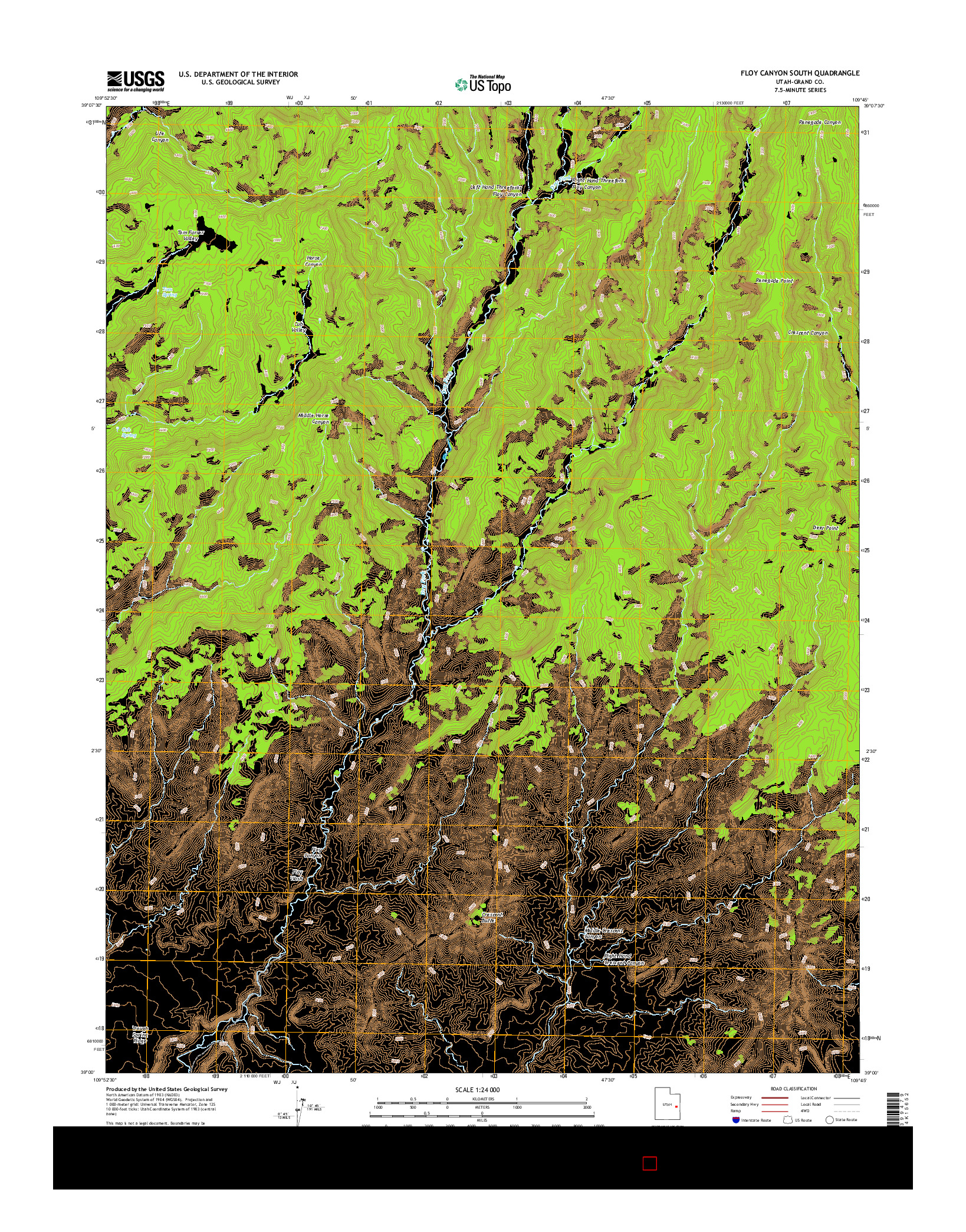 USGS US TOPO 7.5-MINUTE MAP FOR FLOY CANYON SOUTH, UT 2014