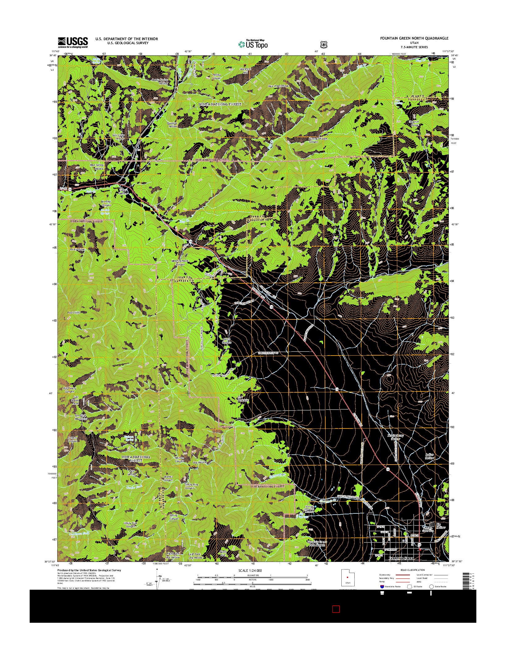 USGS US TOPO 7.5-MINUTE MAP FOR FOUNTAIN GREEN NORTH, UT 2014