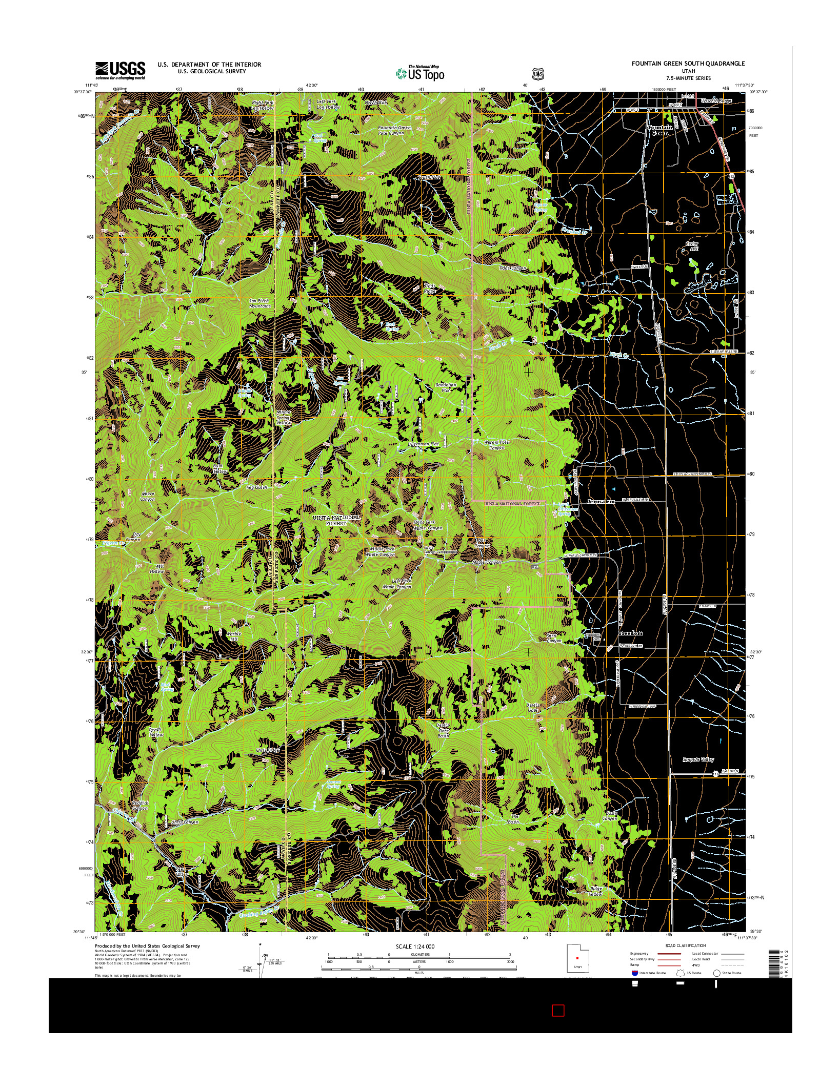 USGS US TOPO 7.5-MINUTE MAP FOR FOUNTAIN GREEN SOUTH, UT 2014