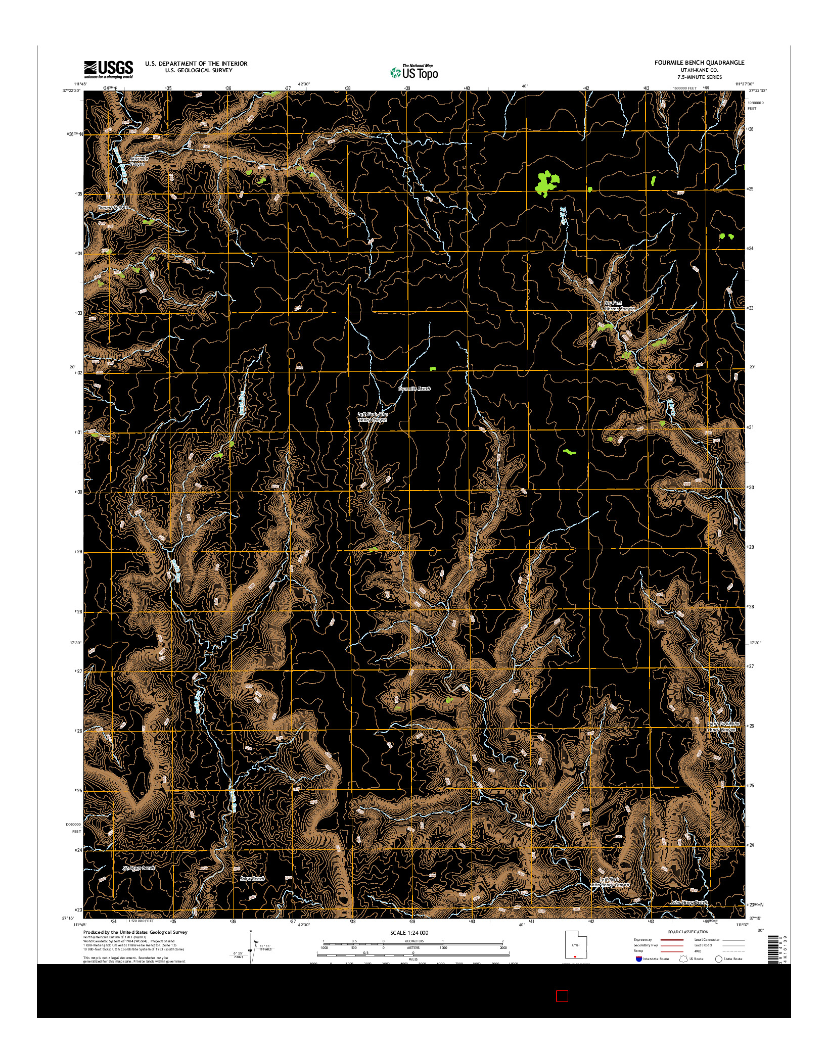 USGS US TOPO 7.5-MINUTE MAP FOR FOURMILE BENCH, UT 2014