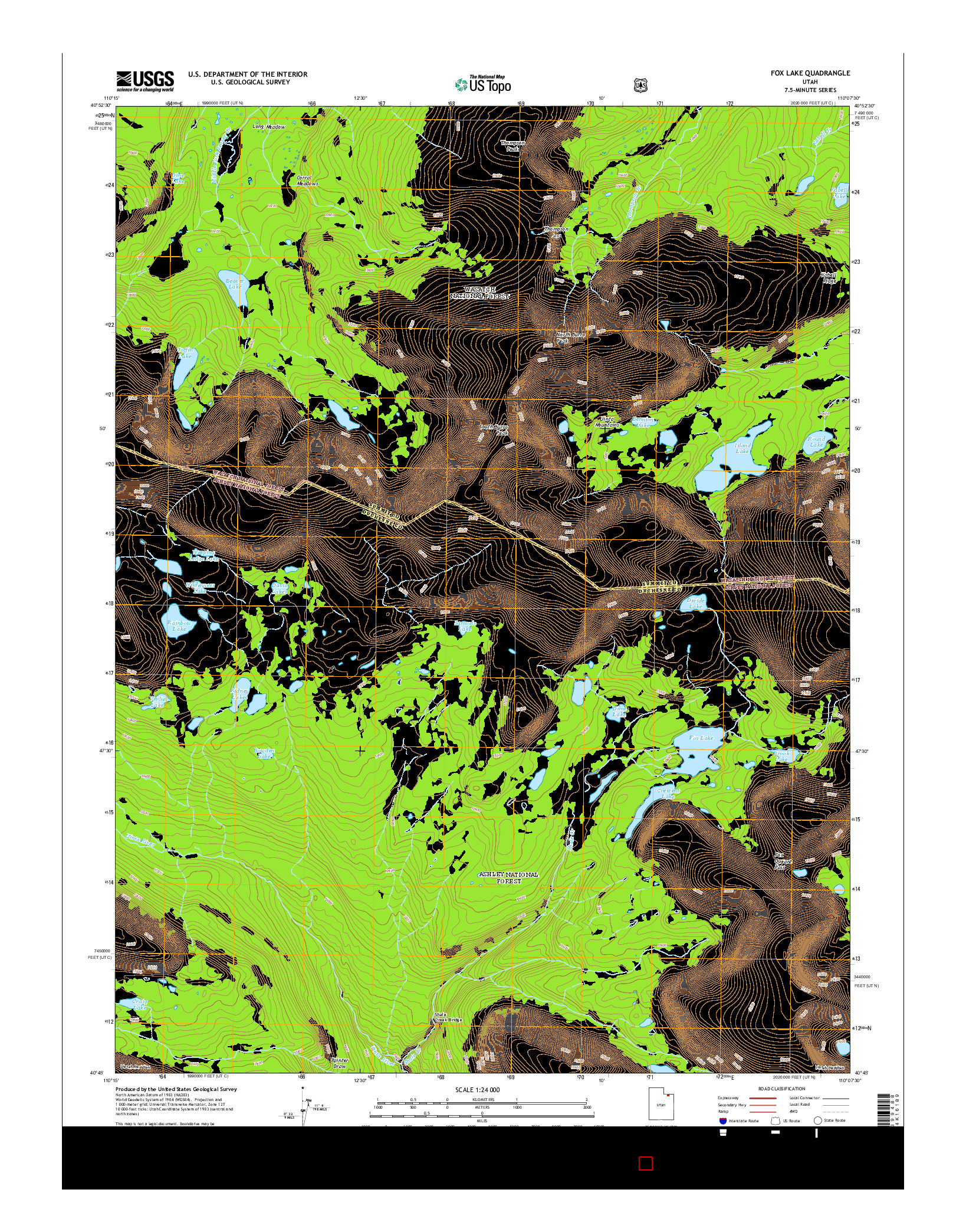 USGS US TOPO 7.5-MINUTE MAP FOR FOX LAKE, UT 2014