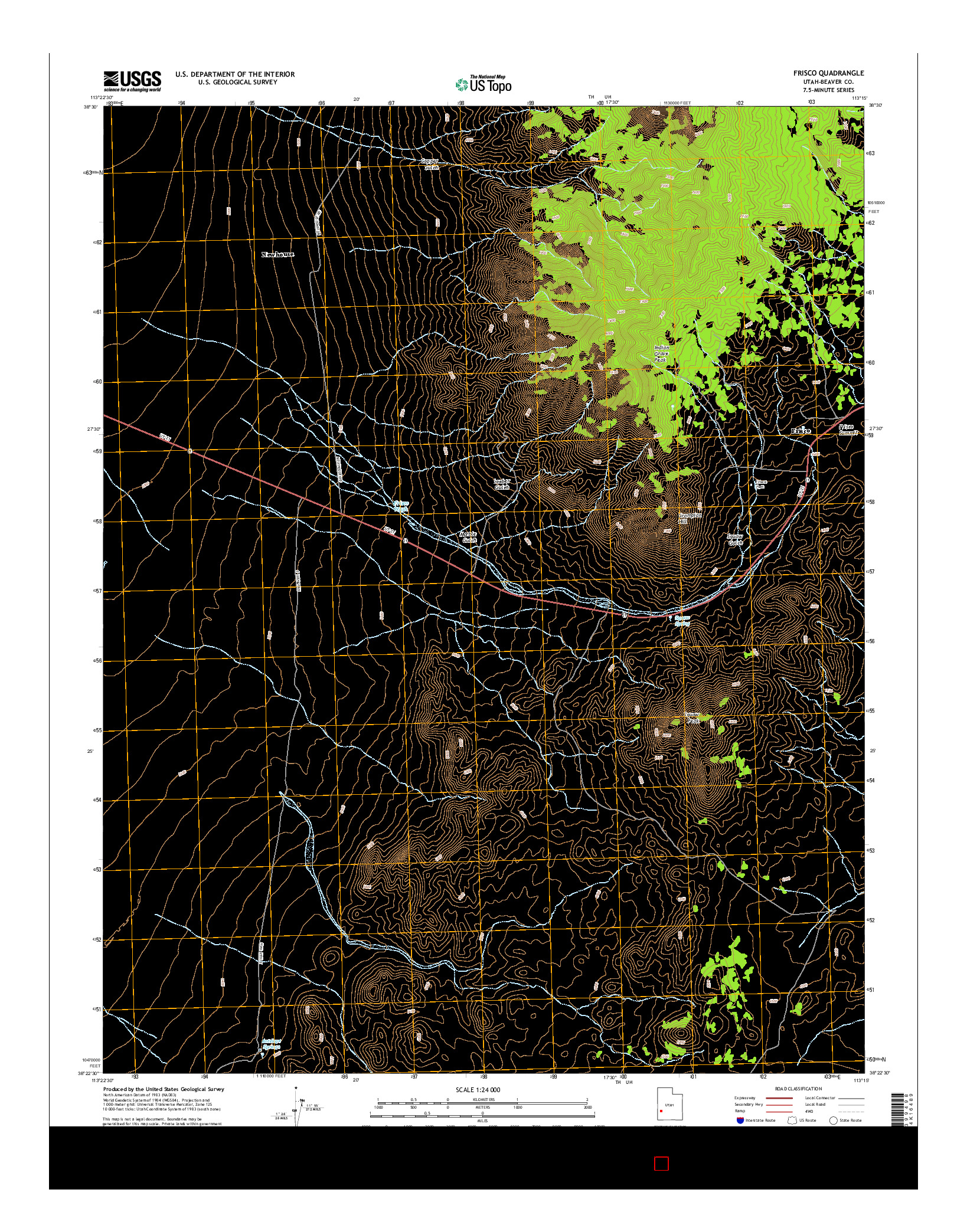 USGS US TOPO 7.5-MINUTE MAP FOR FRISCO, UT 2014