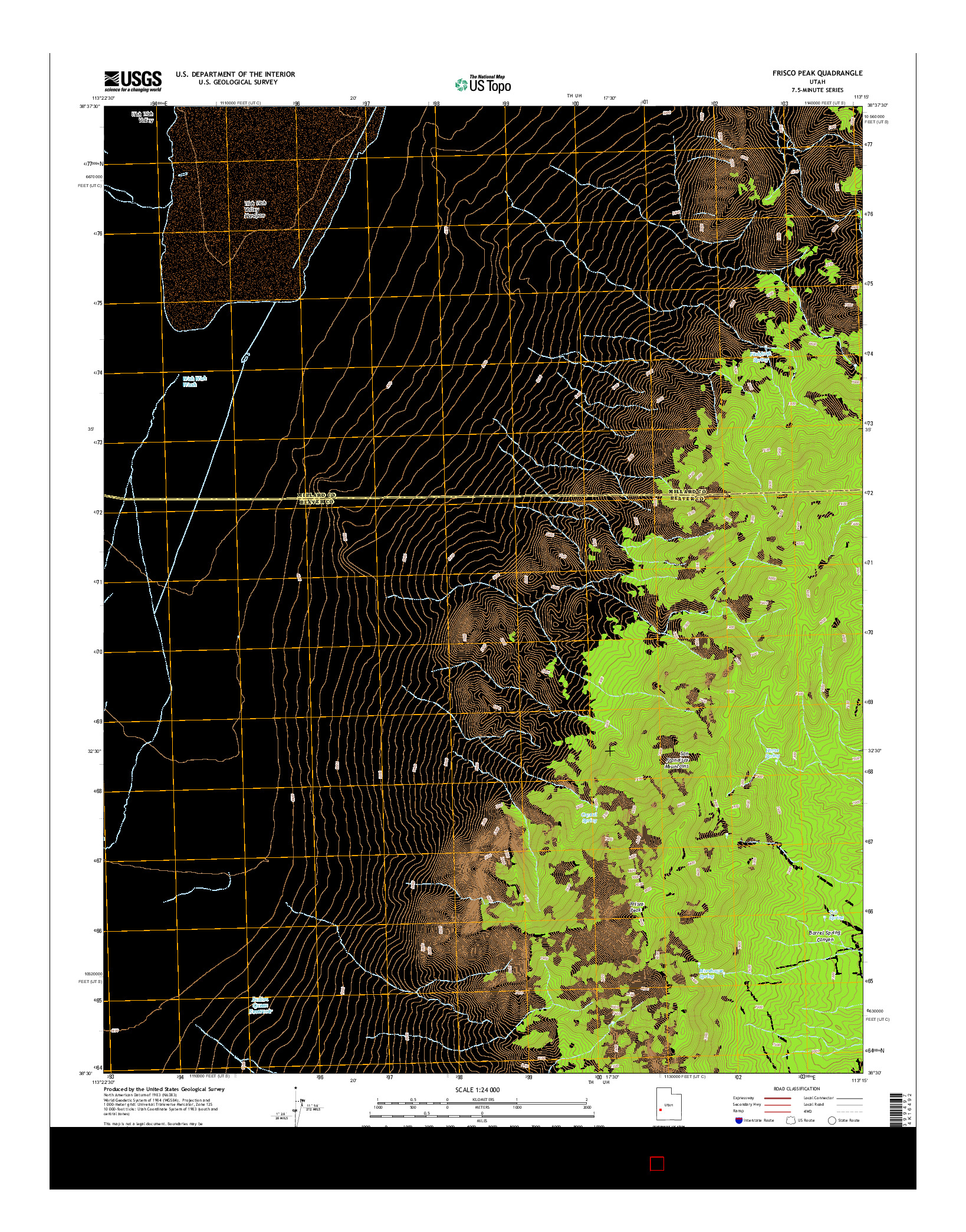 USGS US TOPO 7.5-MINUTE MAP FOR FRISCO PEAK, UT 2014