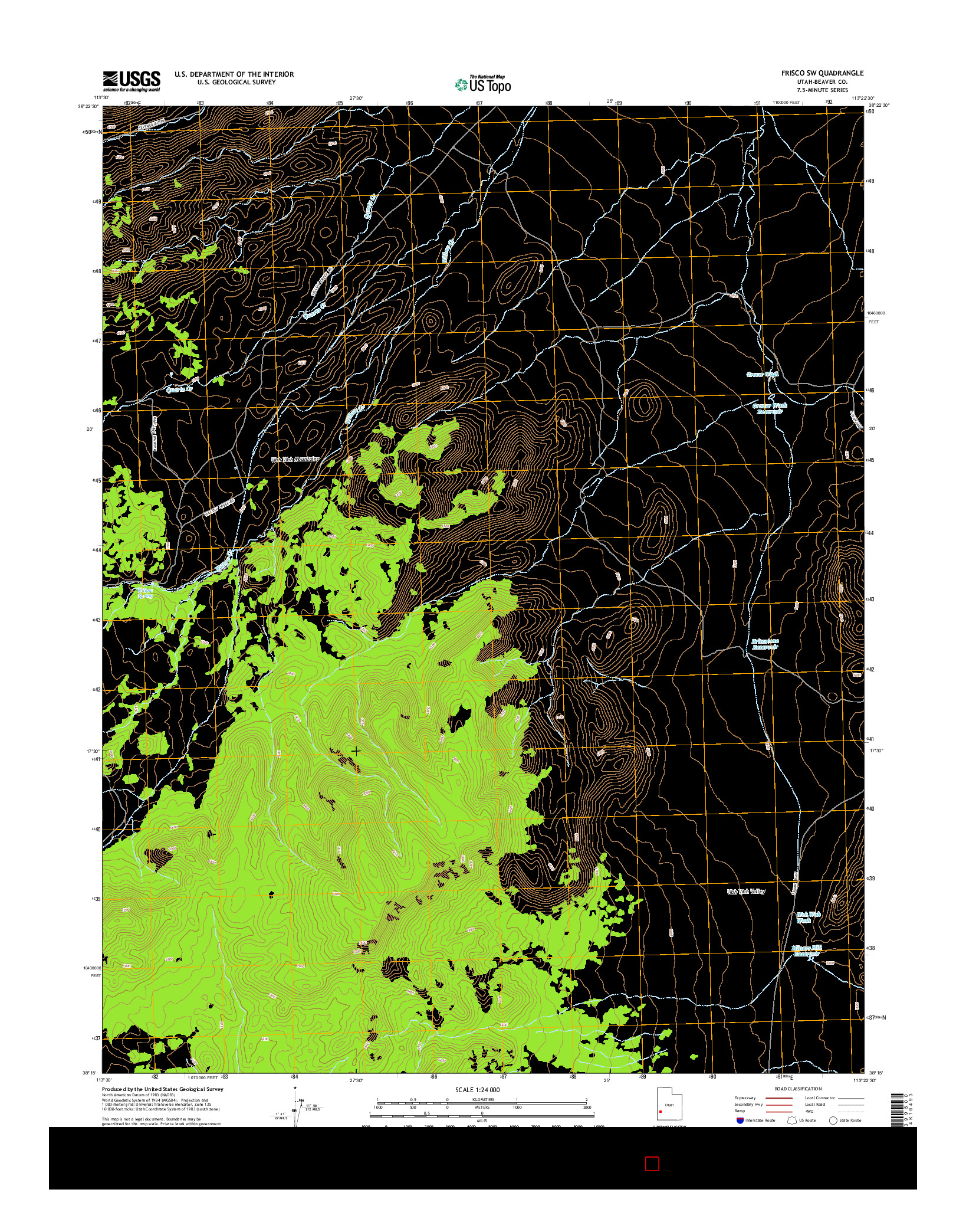 USGS US TOPO 7.5-MINUTE MAP FOR FRISCO SW, UT 2014