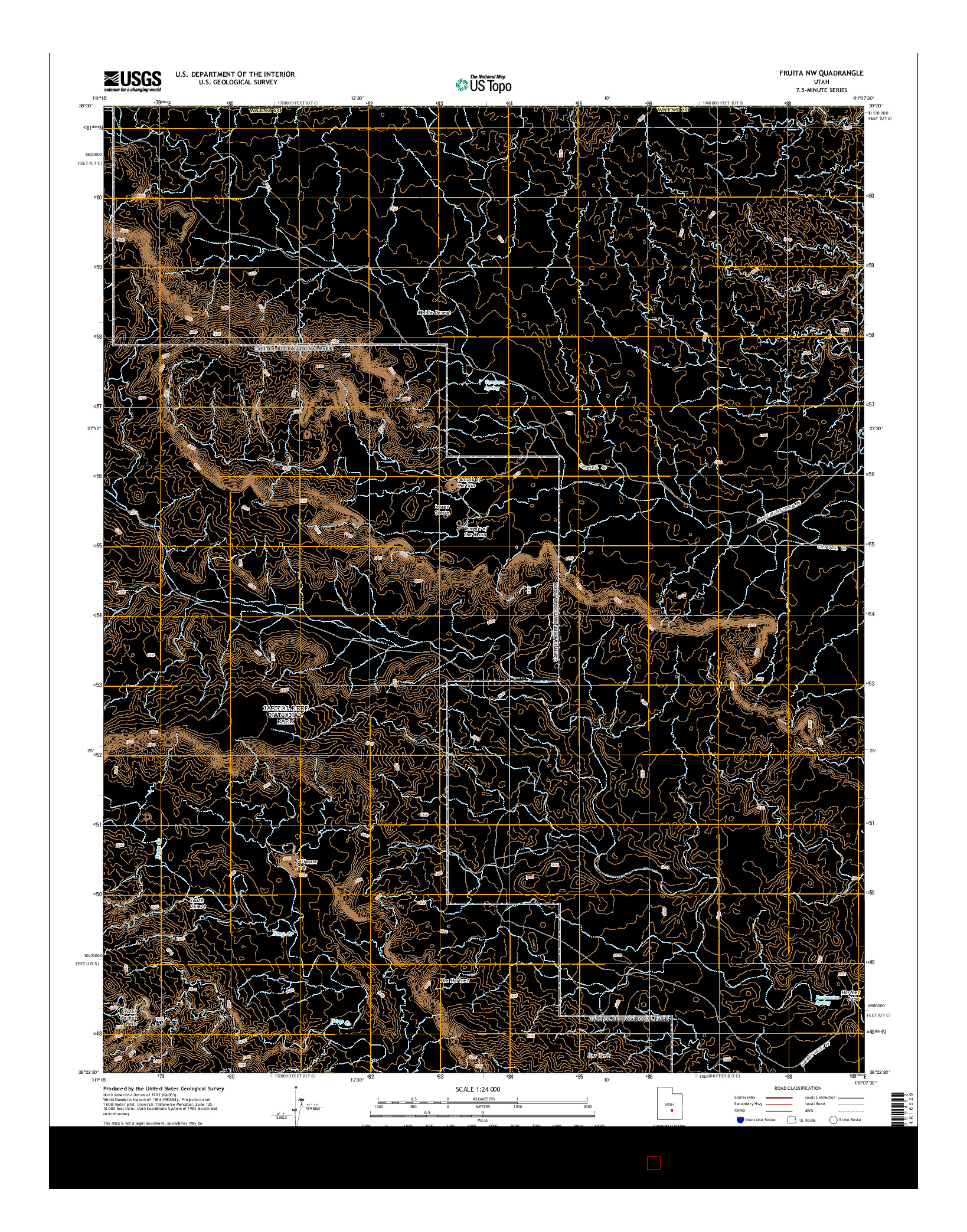 USGS US TOPO 7.5-MINUTE MAP FOR FRUITA NW, UT 2014