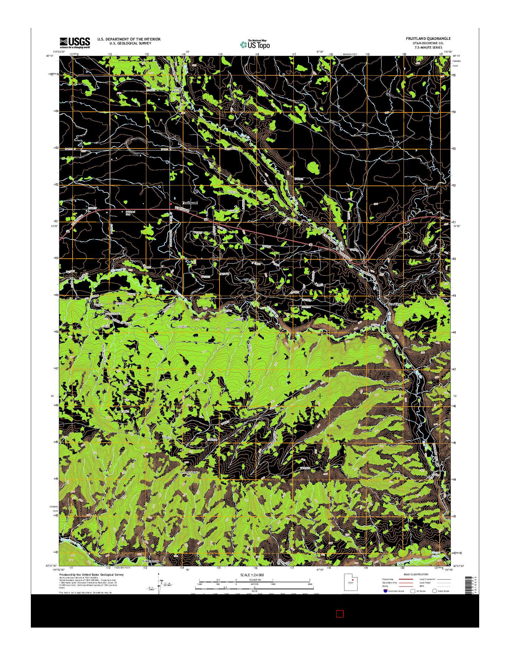 USGS US TOPO 7.5-MINUTE MAP FOR FRUITLAND, UT 2014