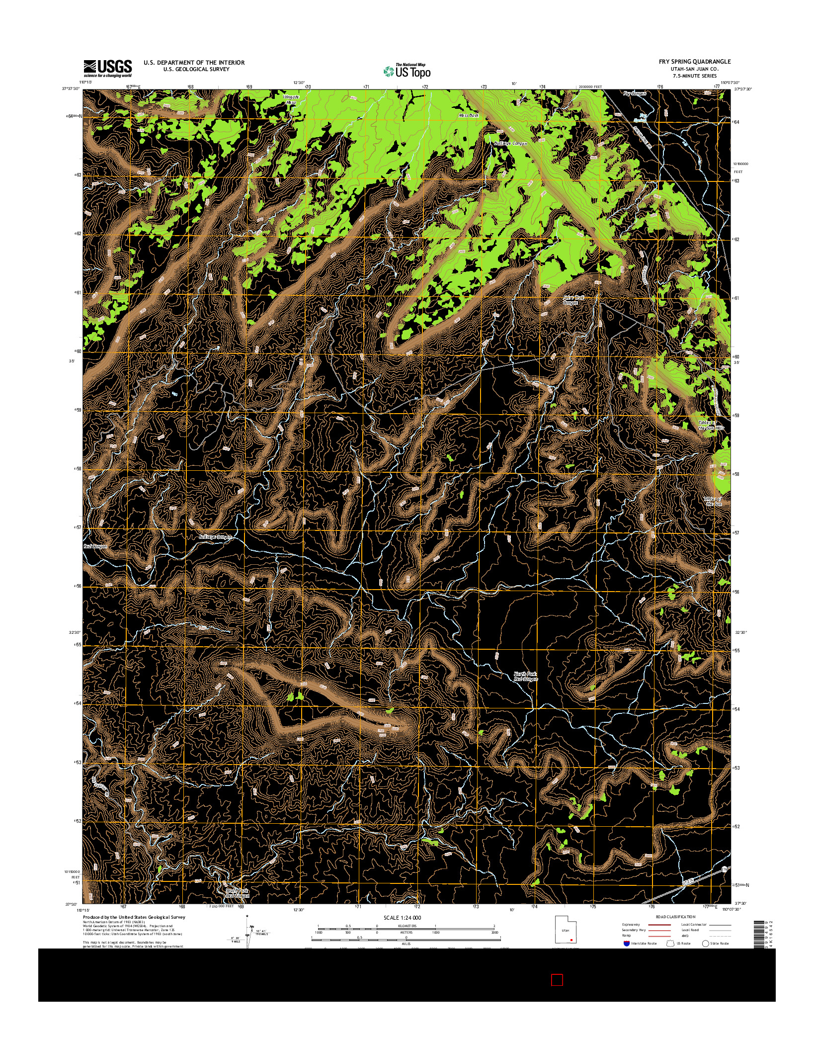 USGS US TOPO 7.5-MINUTE MAP FOR FRY SPRING, UT 2014