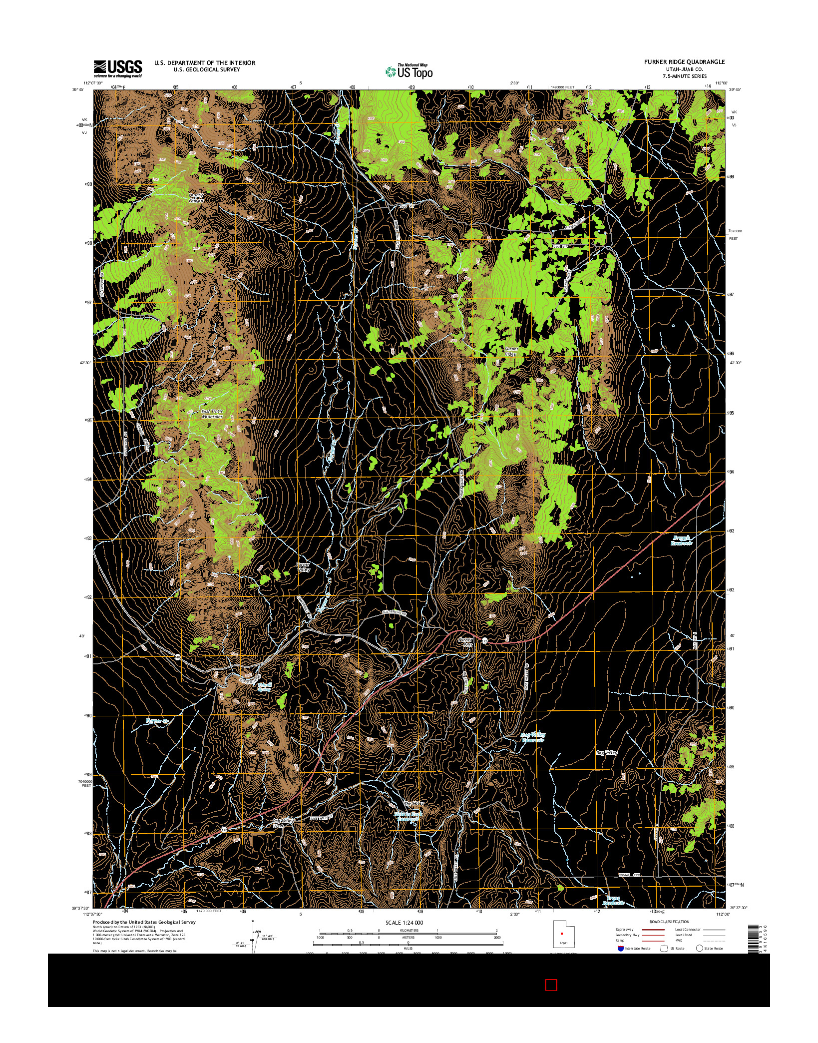 USGS US TOPO 7.5-MINUTE MAP FOR FURNER RIDGE, UT 2014