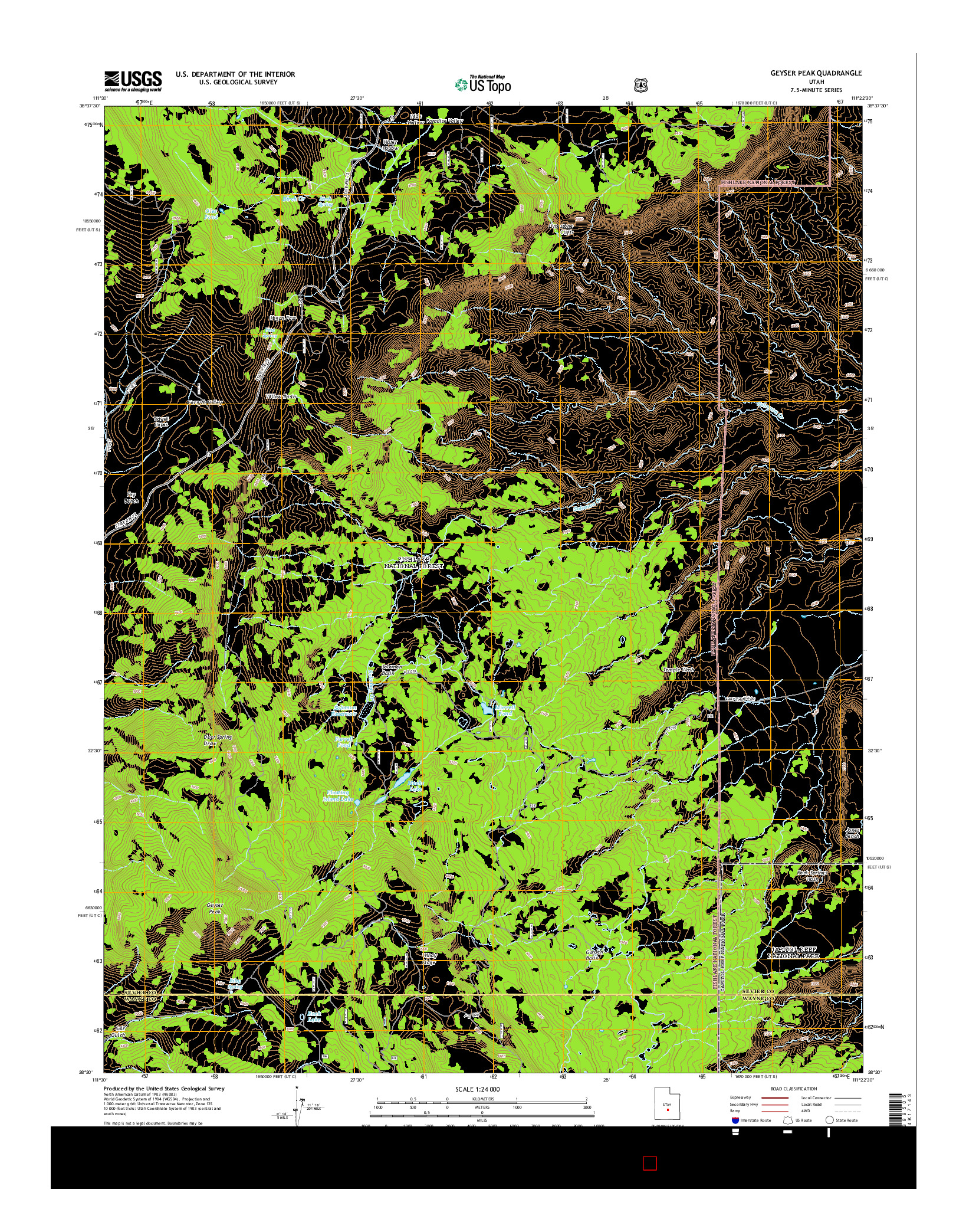 USGS US TOPO 7.5-MINUTE MAP FOR GEYSER PEAK, UT 2014