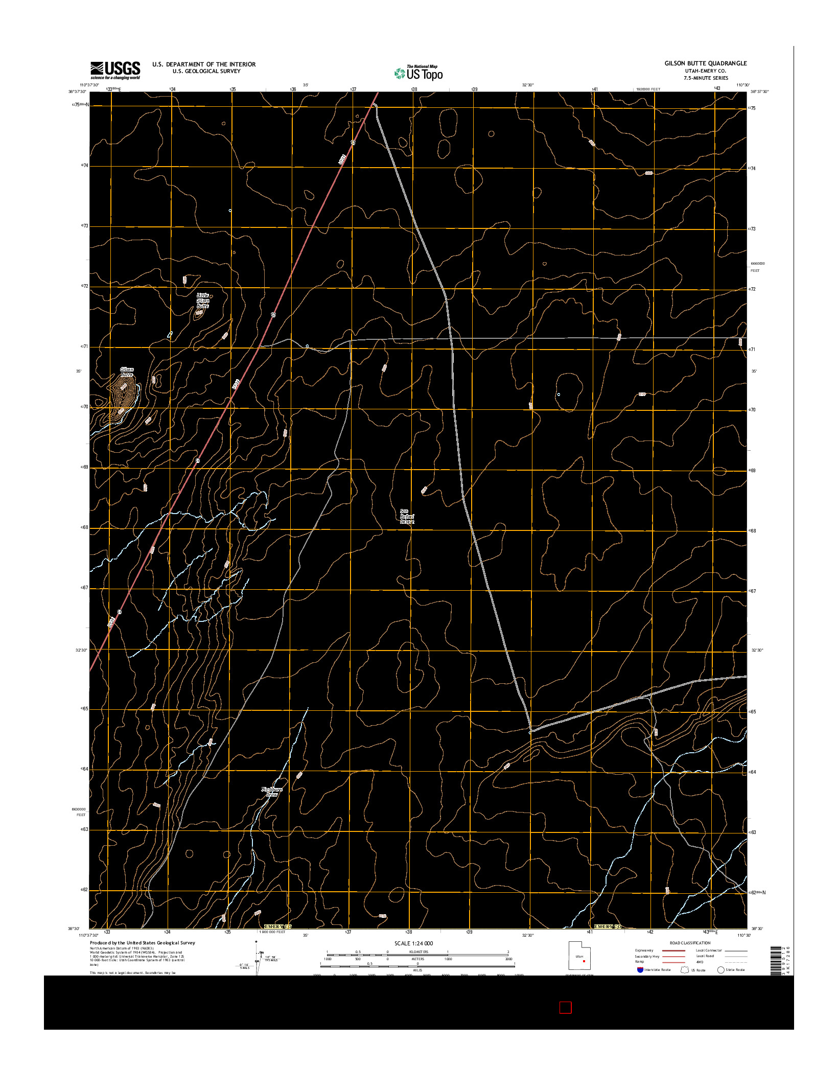 USGS US TOPO 7.5-MINUTE MAP FOR GILSON BUTTE, UT 2014