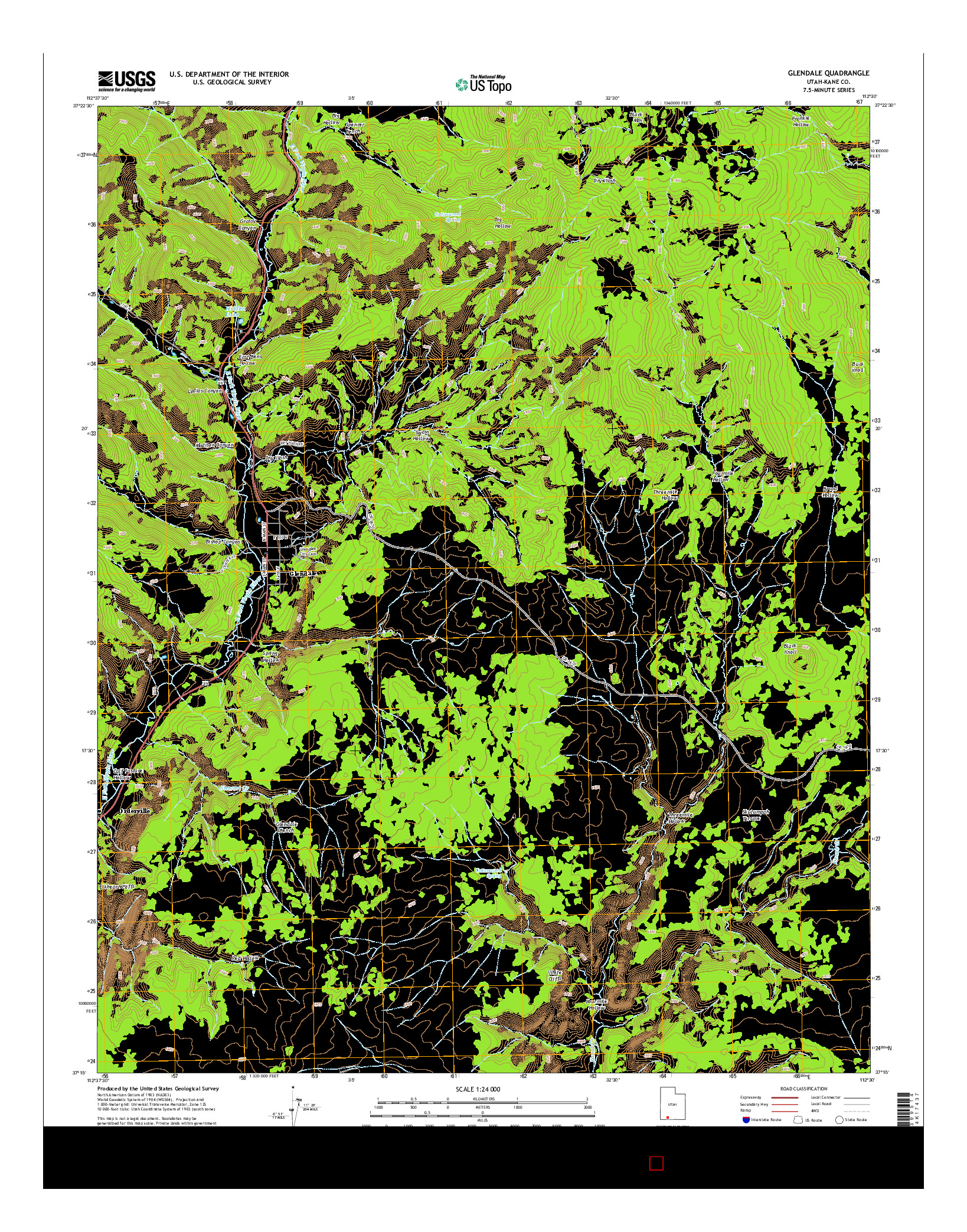 USGS US TOPO 7.5-MINUTE MAP FOR GLENDALE, UT 2014