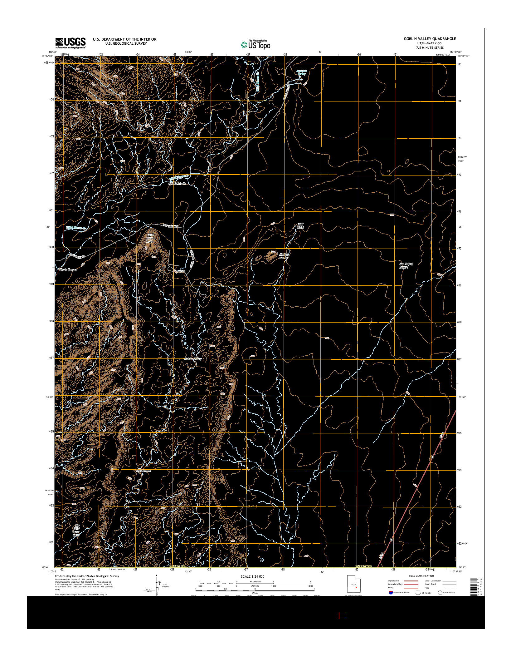 USGS US TOPO 7.5-MINUTE MAP FOR GOBLIN VALLEY, UT 2014