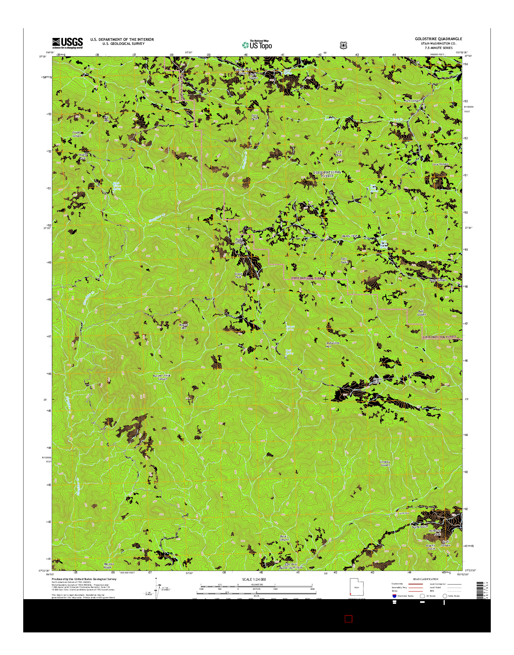 USGS US TOPO 7.5-MINUTE MAP FOR GOLDSTRIKE, UT 2014