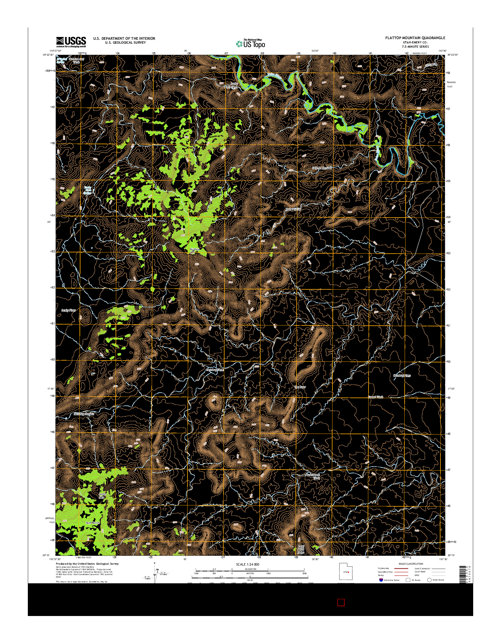 USGS US TOPO 7.5-MINUTE MAP FOR FLATTOP MOUNTAIN, UT 2014