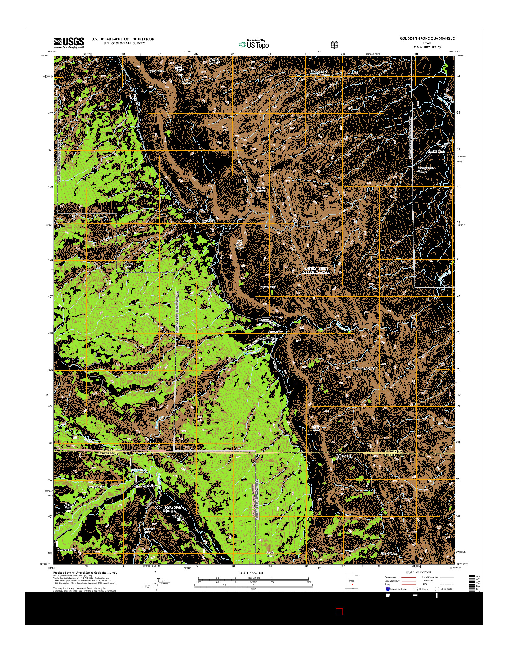 USGS US TOPO 7.5-MINUTE MAP FOR GOLDEN THRONE, UT 2014