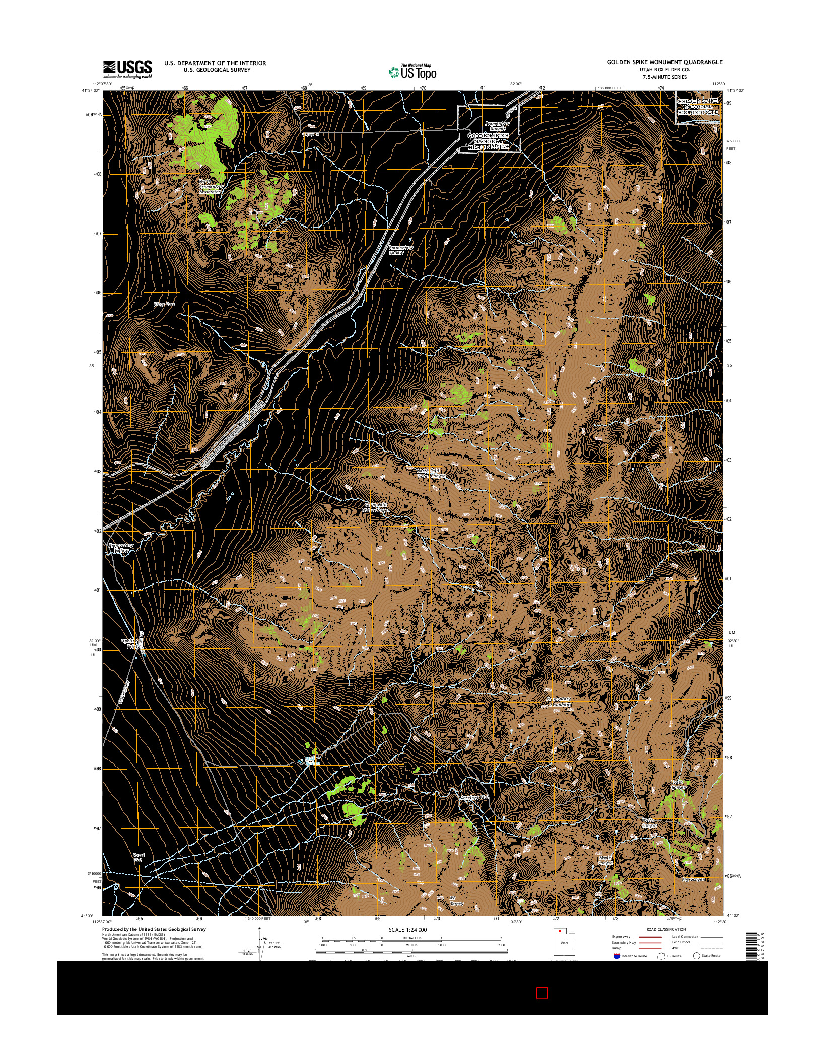 USGS US TOPO 7.5-MINUTE MAP FOR GOLDEN SPIKE MONUMENT, UT 2014