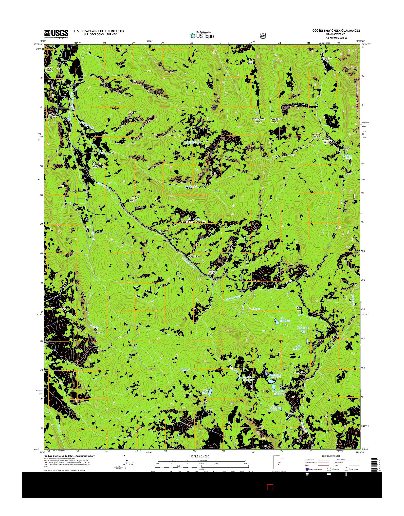 USGS US TOPO 7.5-MINUTE MAP FOR GOOSEBERRY CREEK, UT 2014