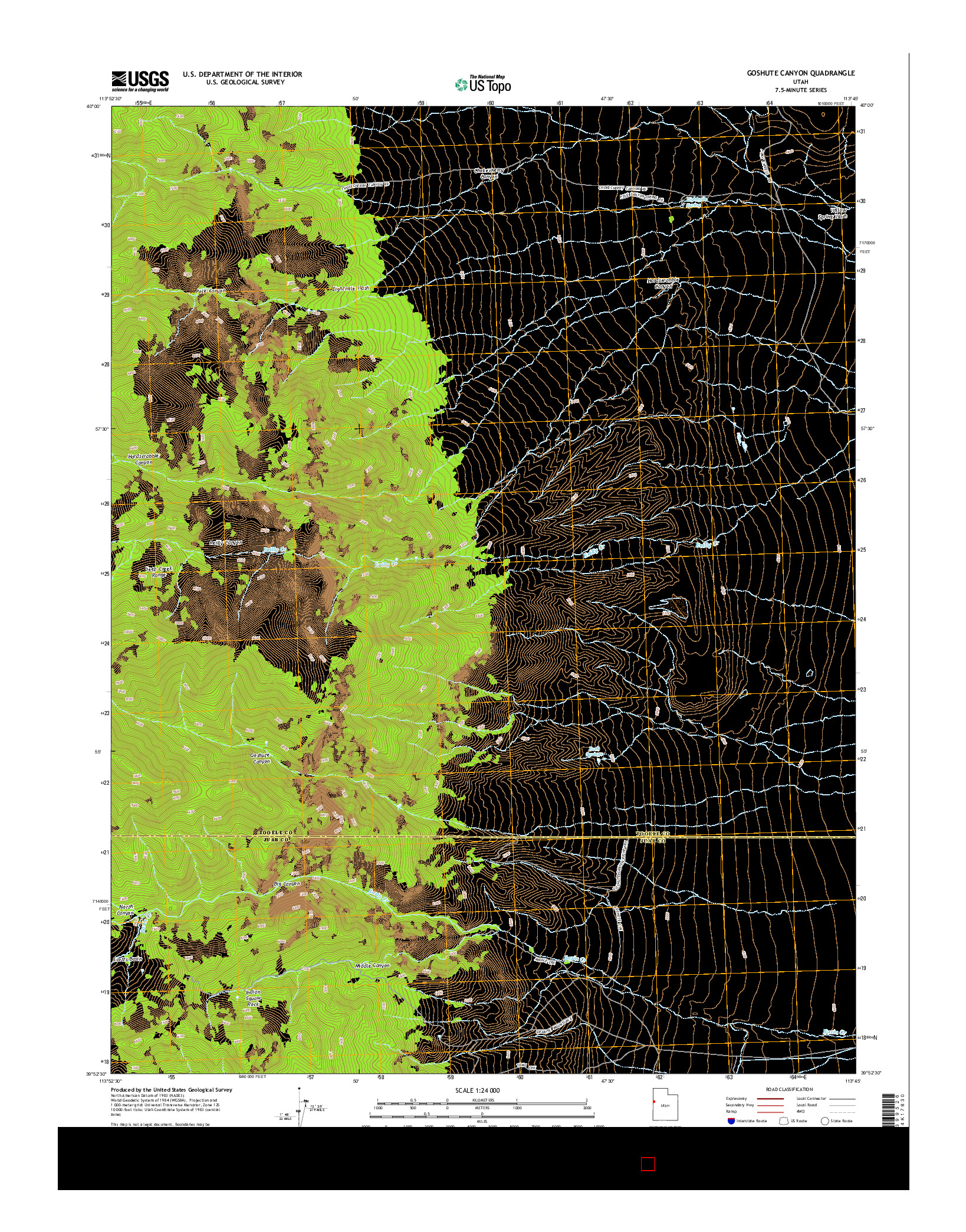 USGS US TOPO 7.5-MINUTE MAP FOR GOSHUTE CANYON, UT 2014