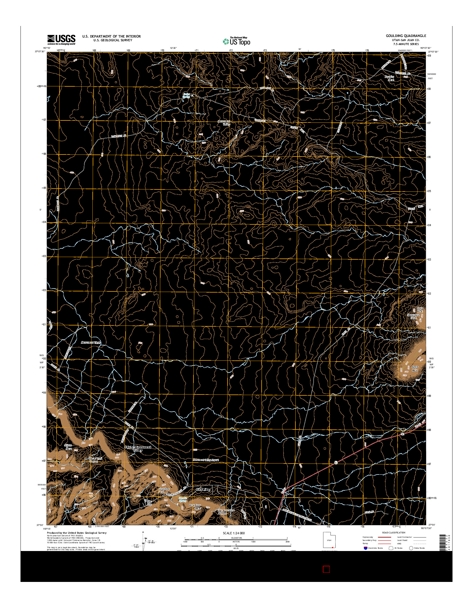 USGS US TOPO 7.5-MINUTE MAP FOR GOULDING, UT 2014