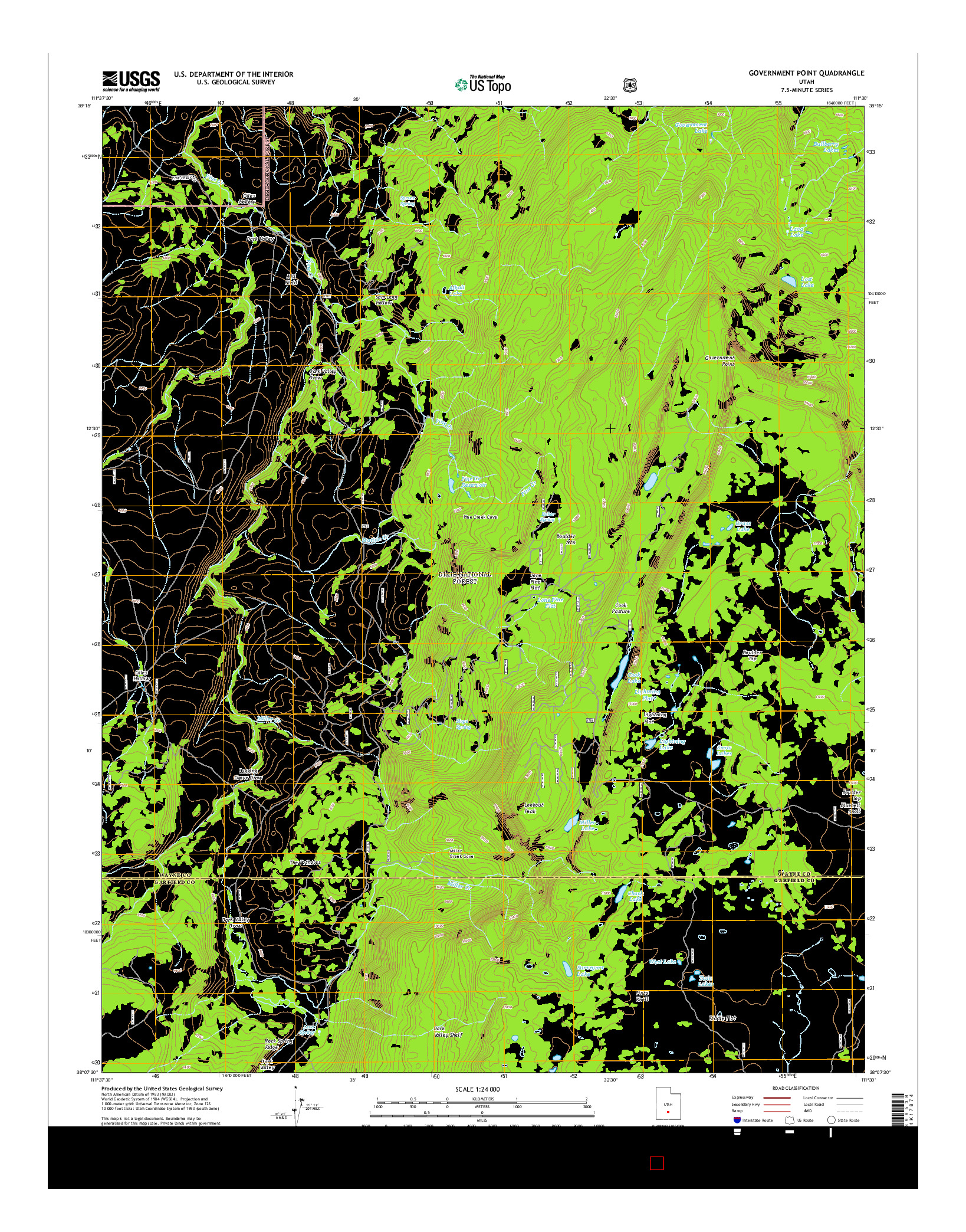 USGS US TOPO 7.5-MINUTE MAP FOR GOVERNMENT POINT, UT 2014