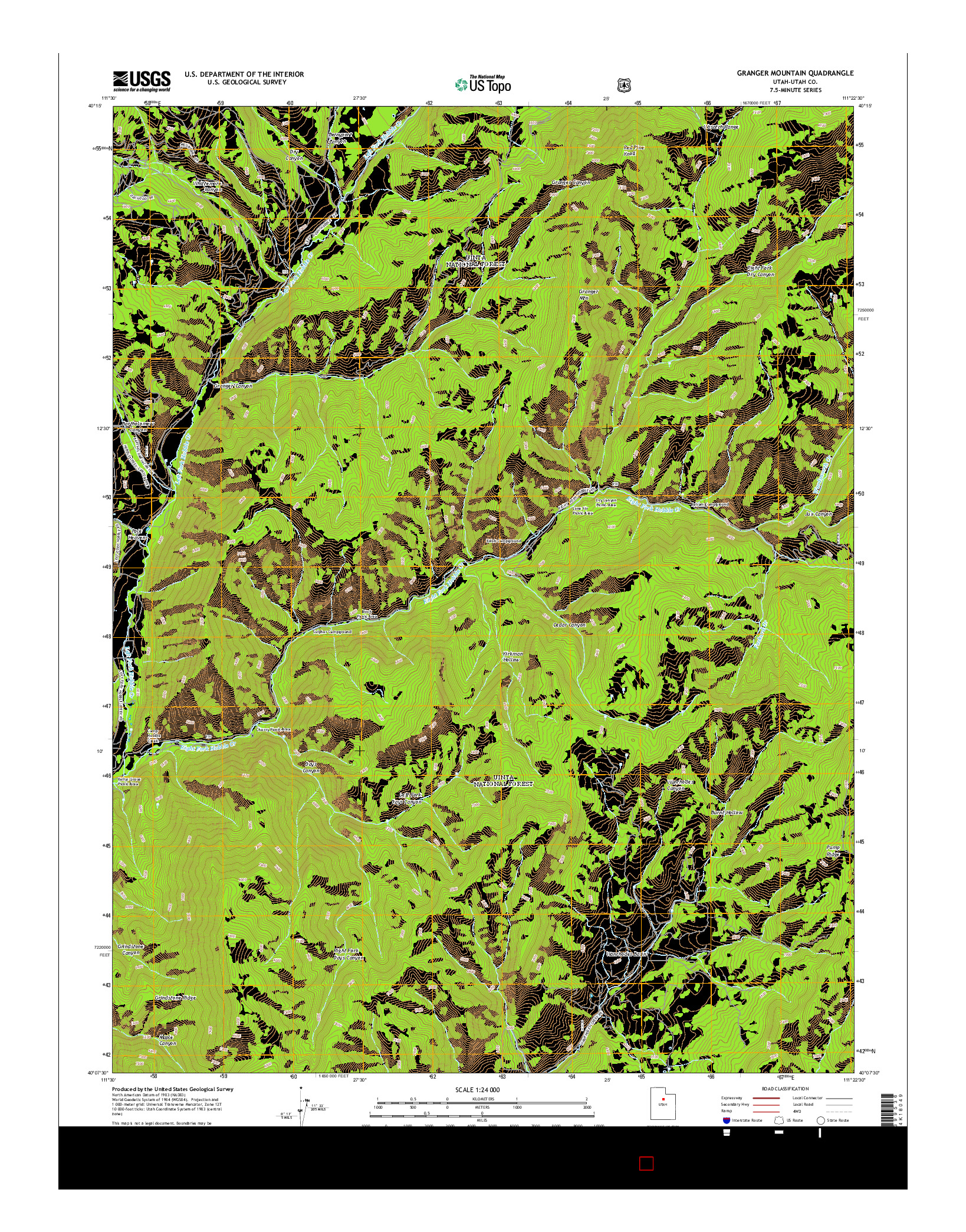 USGS US TOPO 7.5-MINUTE MAP FOR GRANGER MOUNTAIN, UT 2014