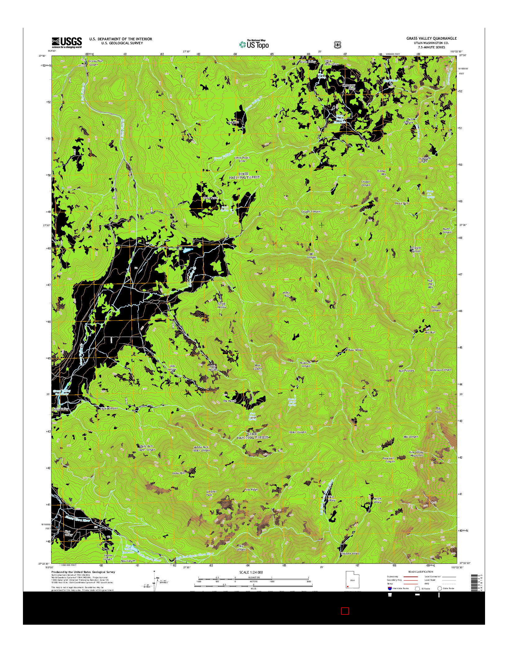 USGS US TOPO 7.5-MINUTE MAP FOR GRASS VALLEY, UT 2014