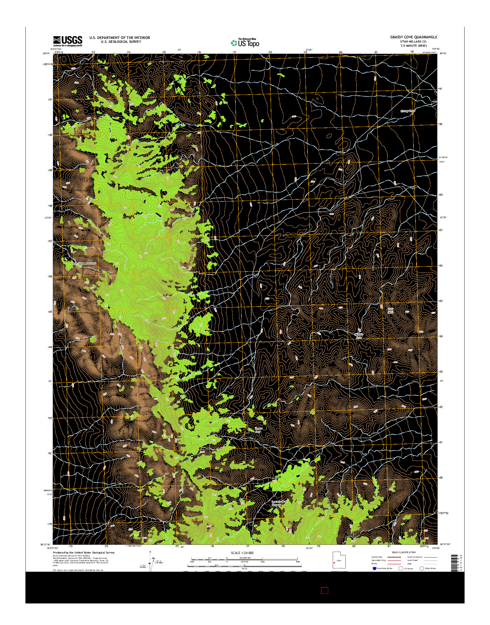 USGS US TOPO 7.5-MINUTE MAP FOR GRASSY COVE, UT 2014