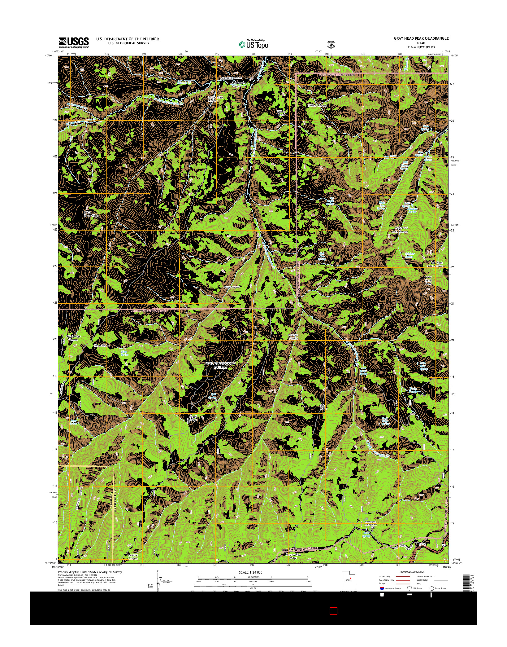 USGS US TOPO 7.5-MINUTE MAP FOR GRAY HEAD PEAK, UT 2014