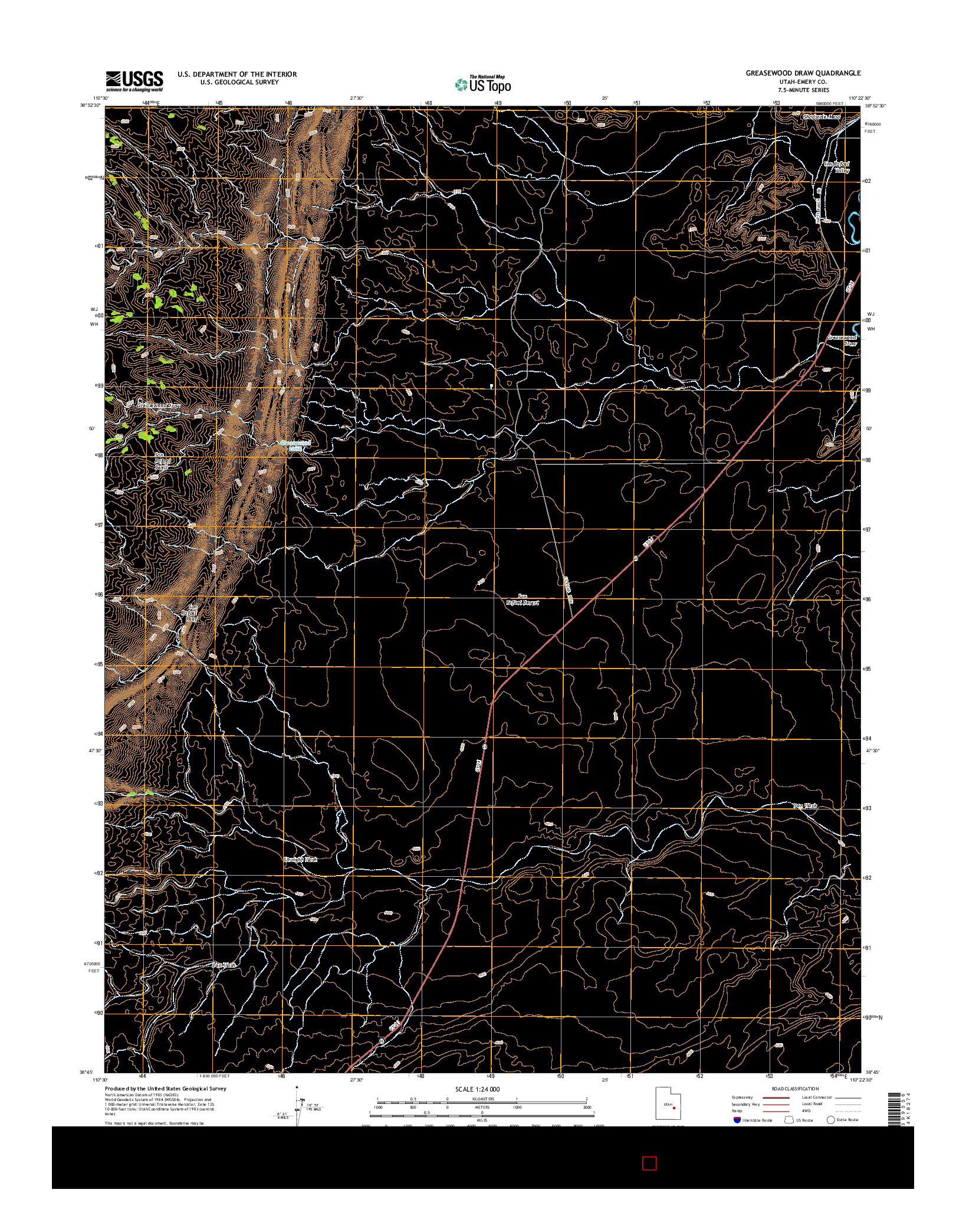 USGS US TOPO 7.5-MINUTE MAP FOR GREASEWOOD DRAW, UT 2014