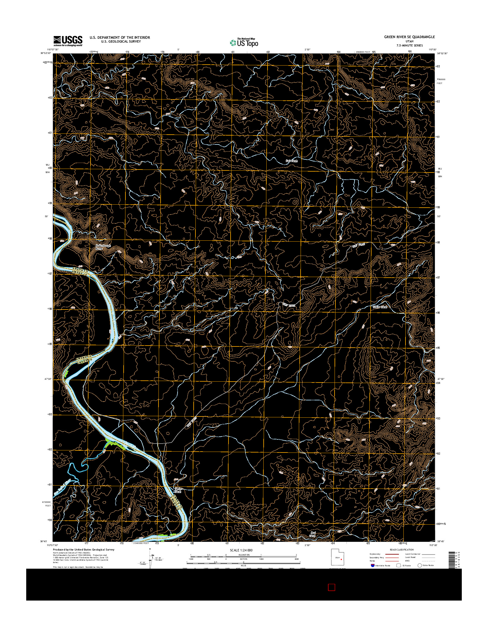 USGS US TOPO 7.5-MINUTE MAP FOR GREEN RIVER SE, UT 2014