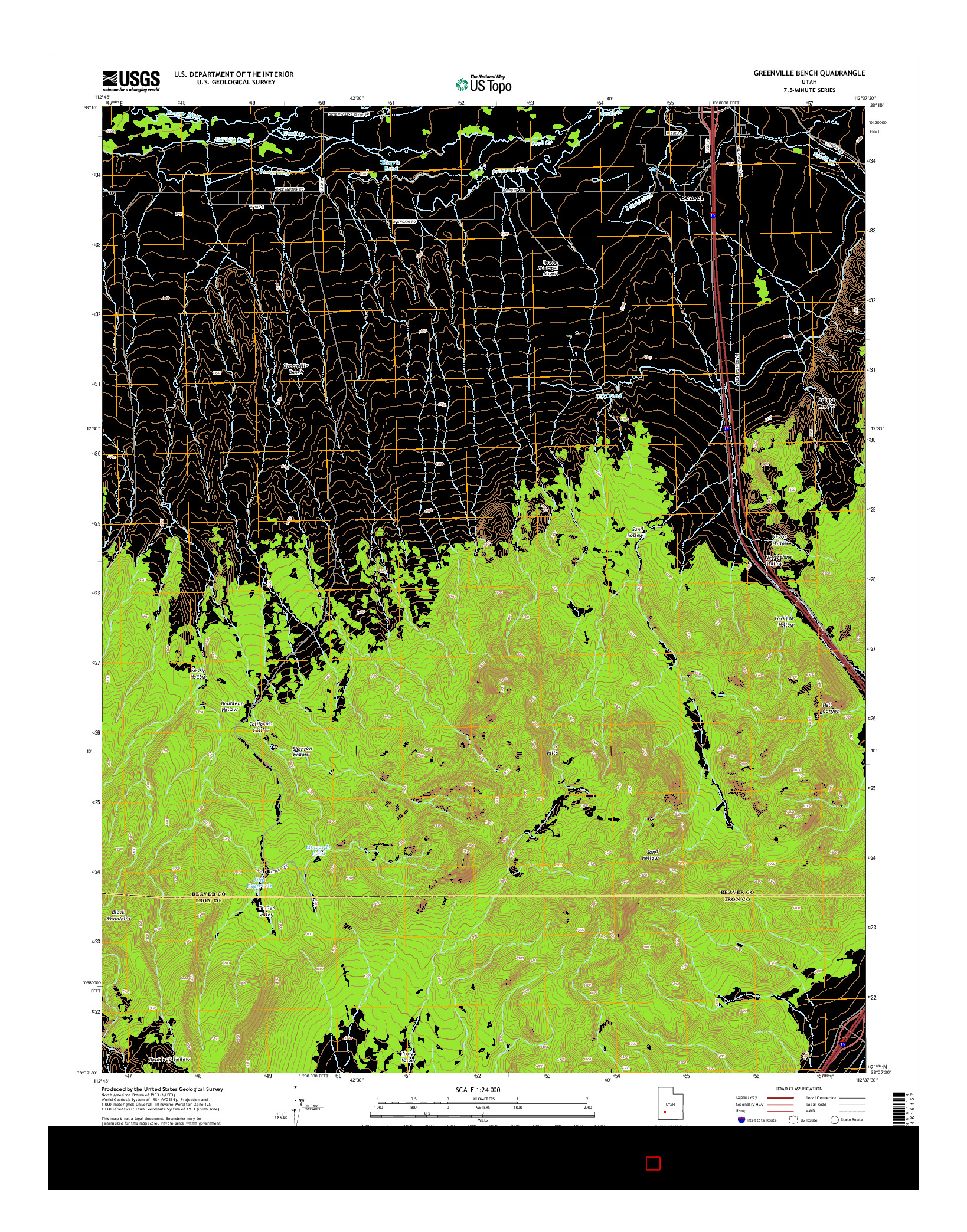 USGS US TOPO 7.5-MINUTE MAP FOR GREENVILLE BENCH, UT 2014