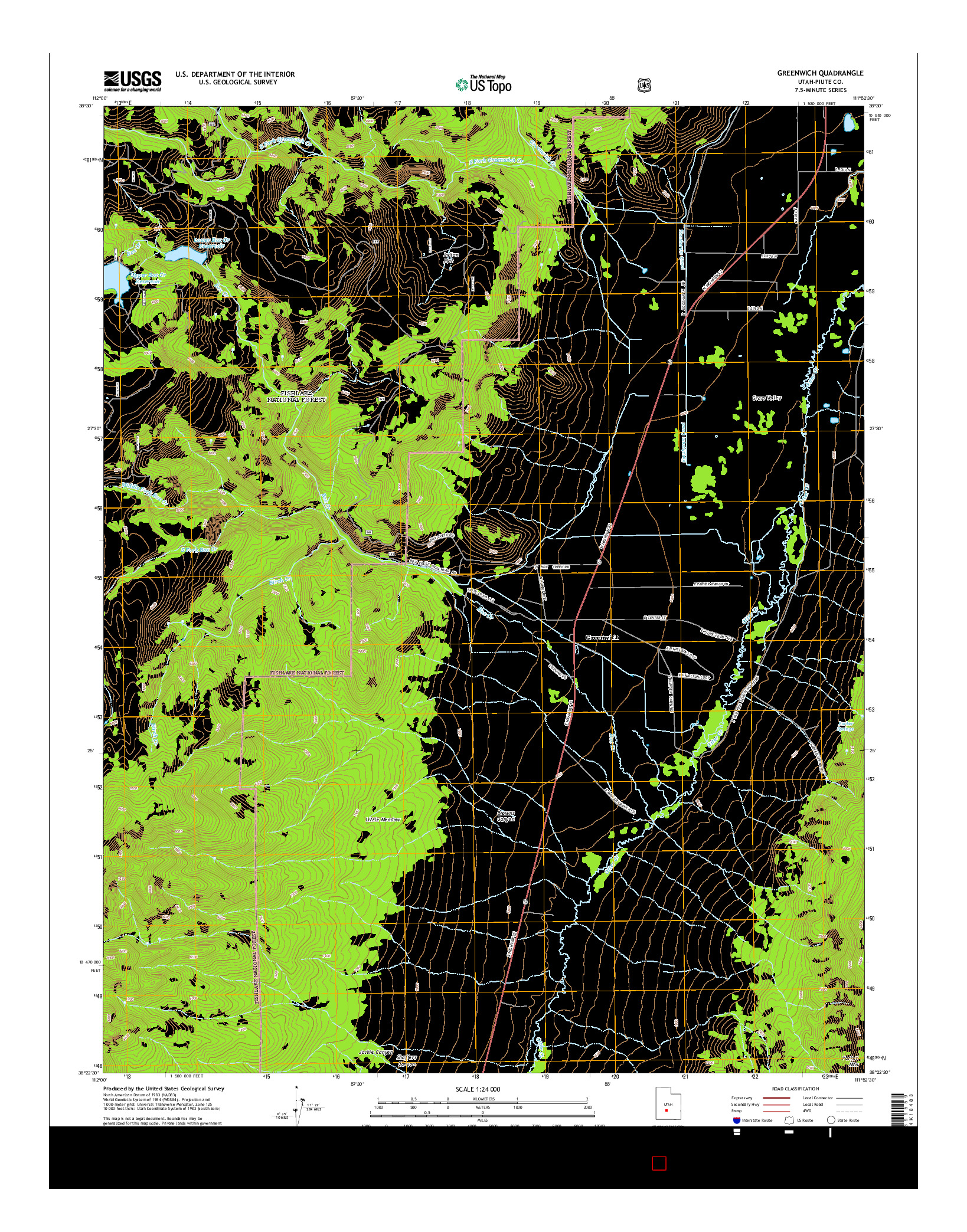 USGS US TOPO 7.5-MINUTE MAP FOR GREENWICH, UT 2014