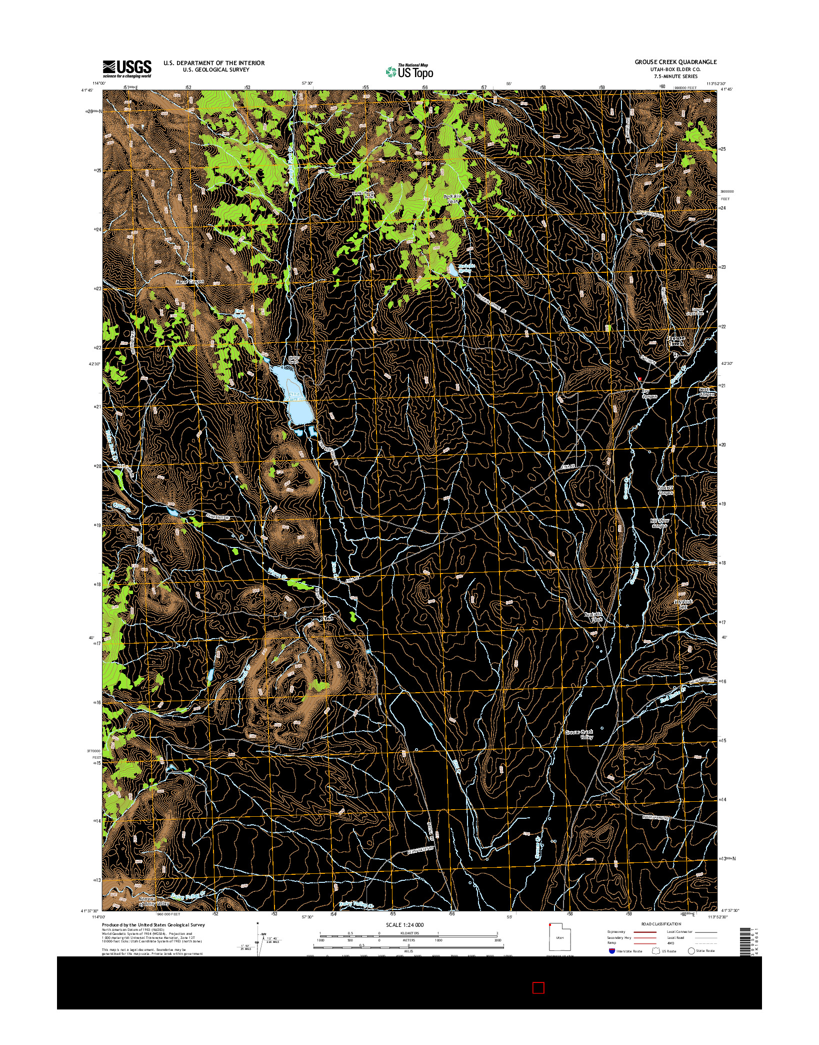 USGS US TOPO 7.5-MINUTE MAP FOR GROUSE CREEK, UT 2014