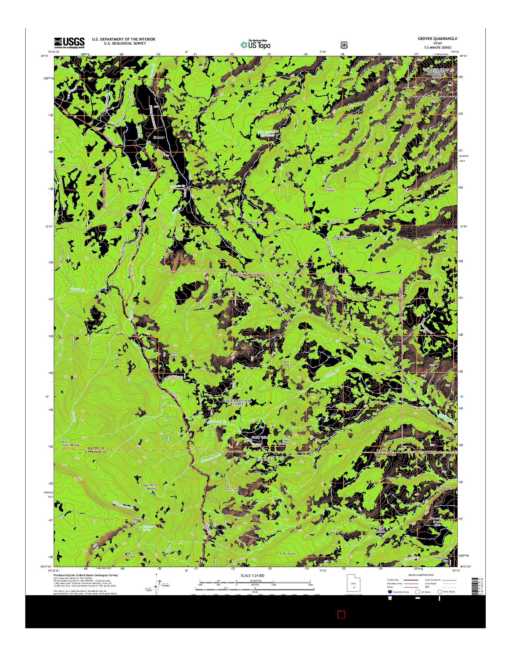 USGS US TOPO 7.5-MINUTE MAP FOR GROVER, UT 2014