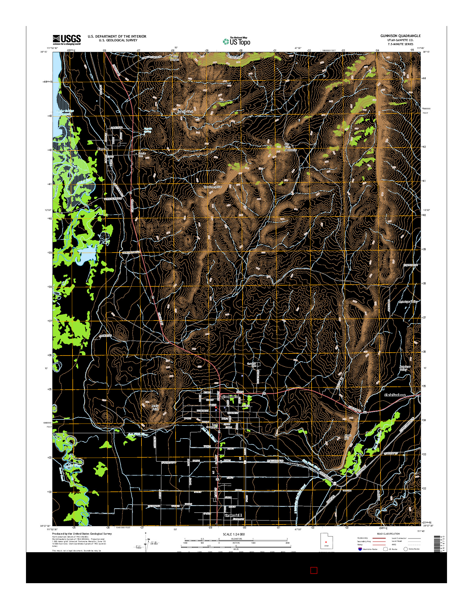 USGS US TOPO 7.5-MINUTE MAP FOR GUNNISON, UT 2014