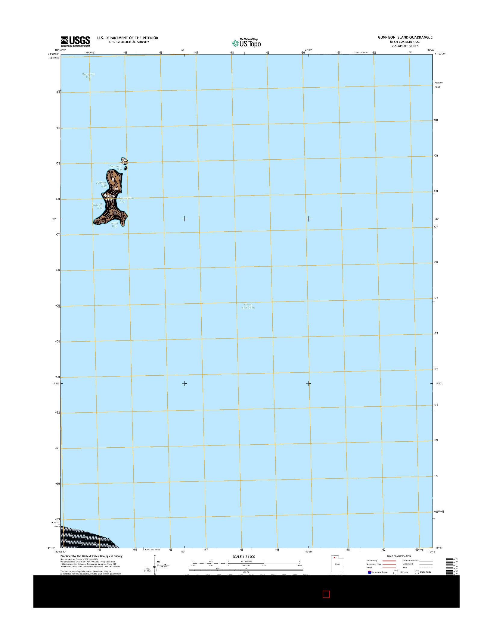 USGS US TOPO 7.5-MINUTE MAP FOR GUNNISON ISLAND, UT 2014