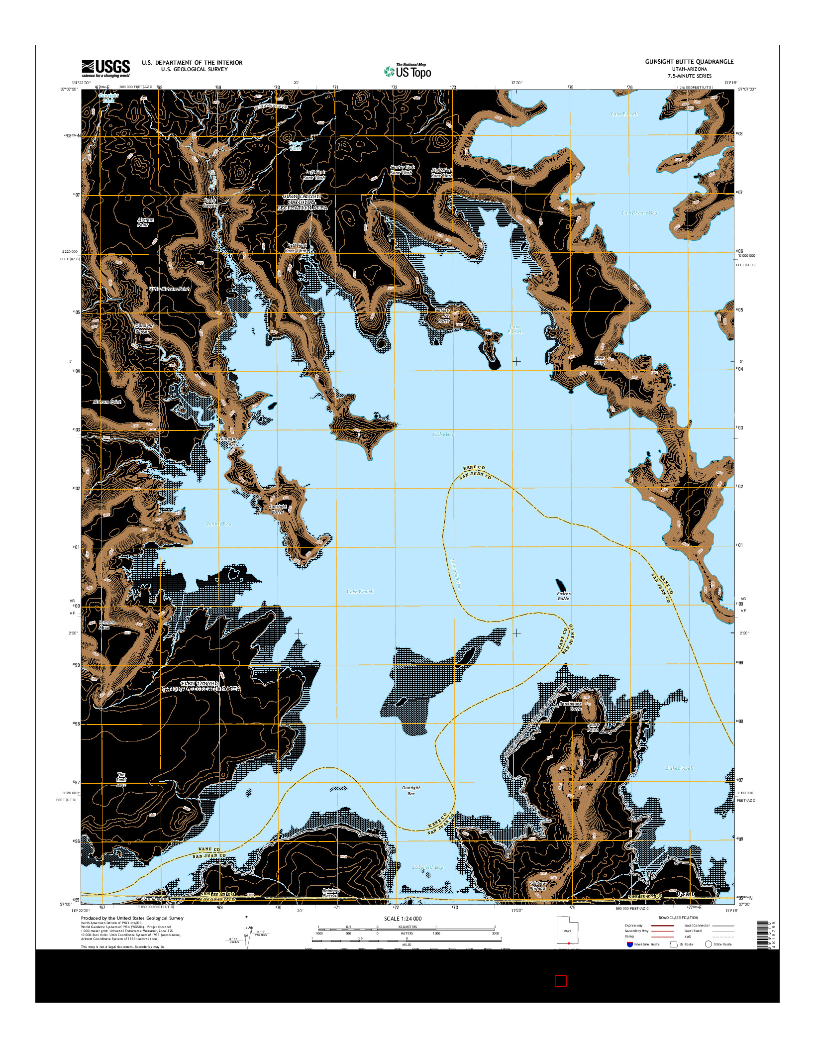 USGS US TOPO 7.5-MINUTE MAP FOR GUNSIGHT BUTTE, UT-AZ 2014