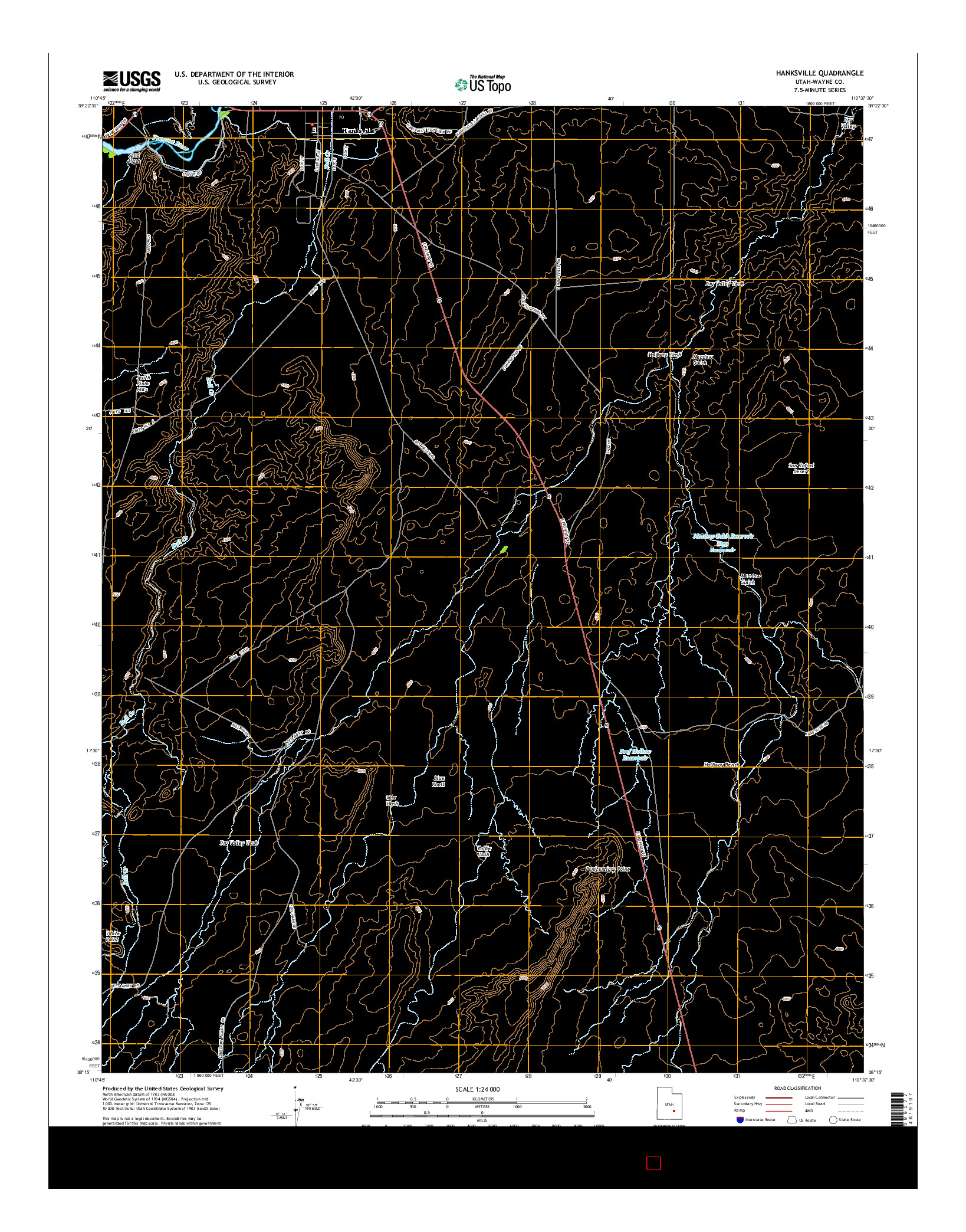 USGS US TOPO 7.5-MINUTE MAP FOR HANKSVILLE, UT 2014