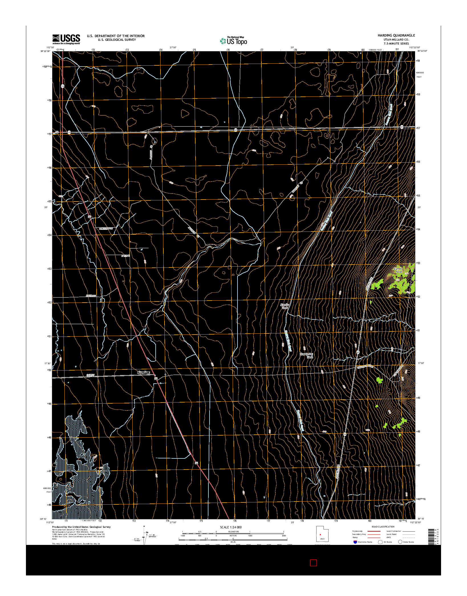 USGS US TOPO 7.5-MINUTE MAP FOR HARDING, UT 2014