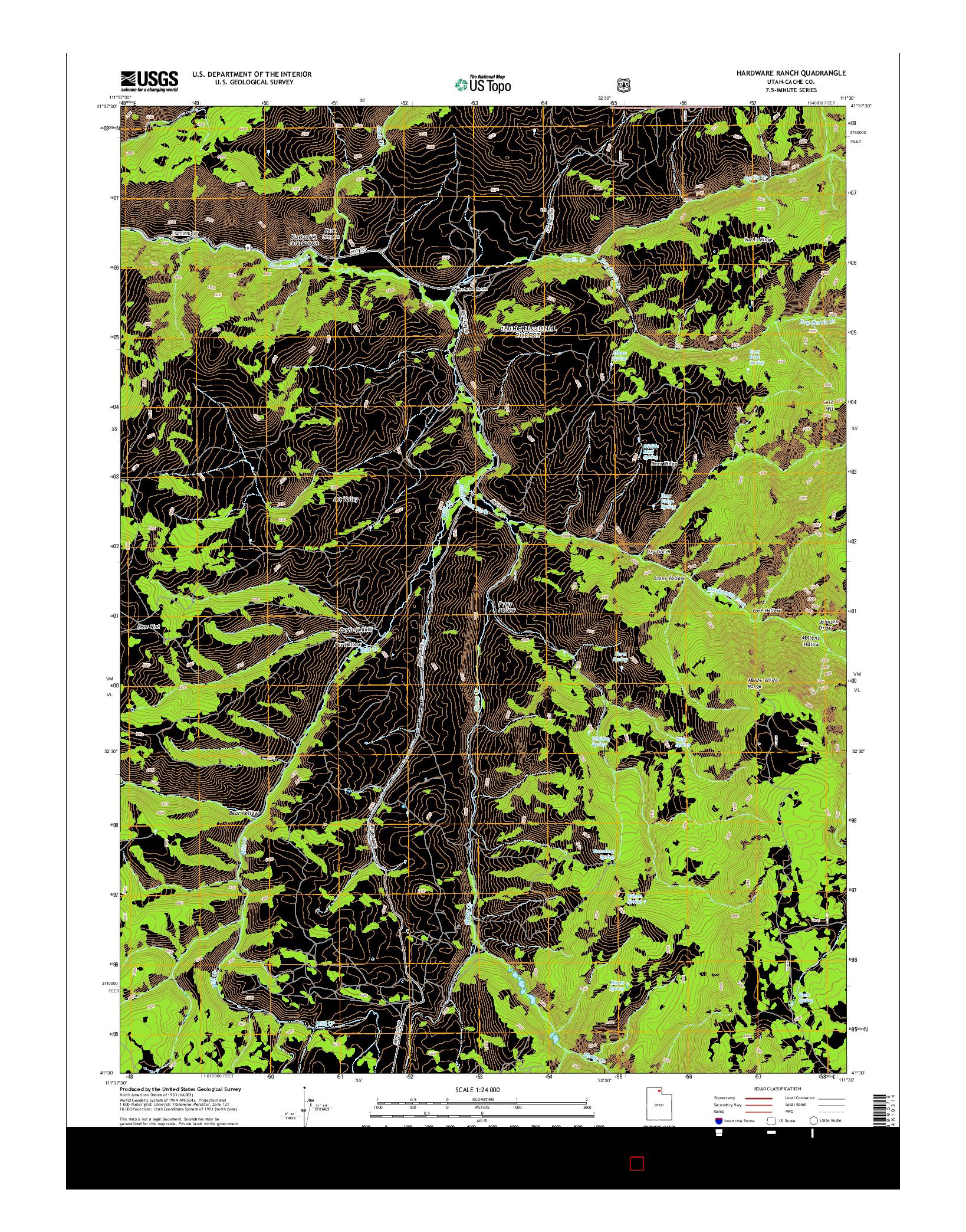 USGS US TOPO 7.5-MINUTE MAP FOR HARDWARE RANCH, UT 2014
